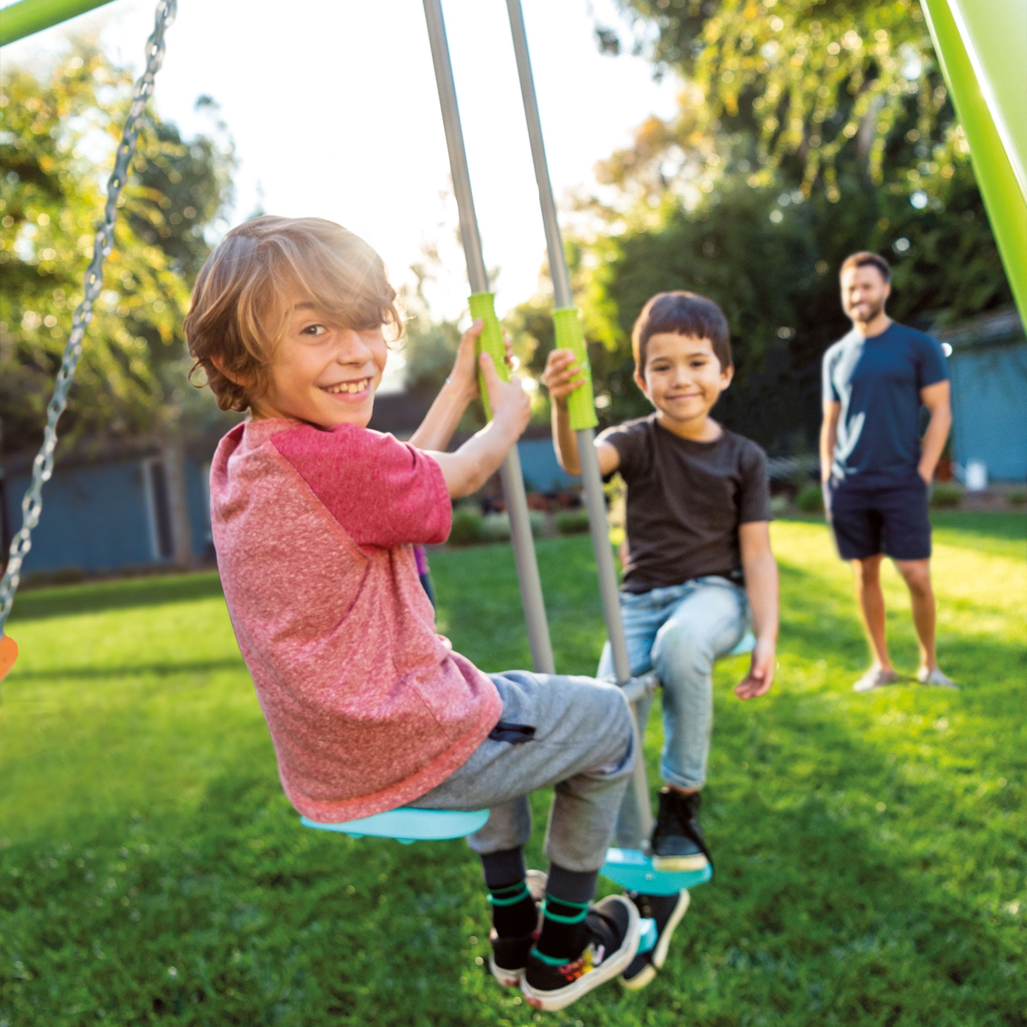 Intex Playground Swing Set with Trapeze Bar and Glider (Multicolor, 135 x 83 x 100 in) uuzt2