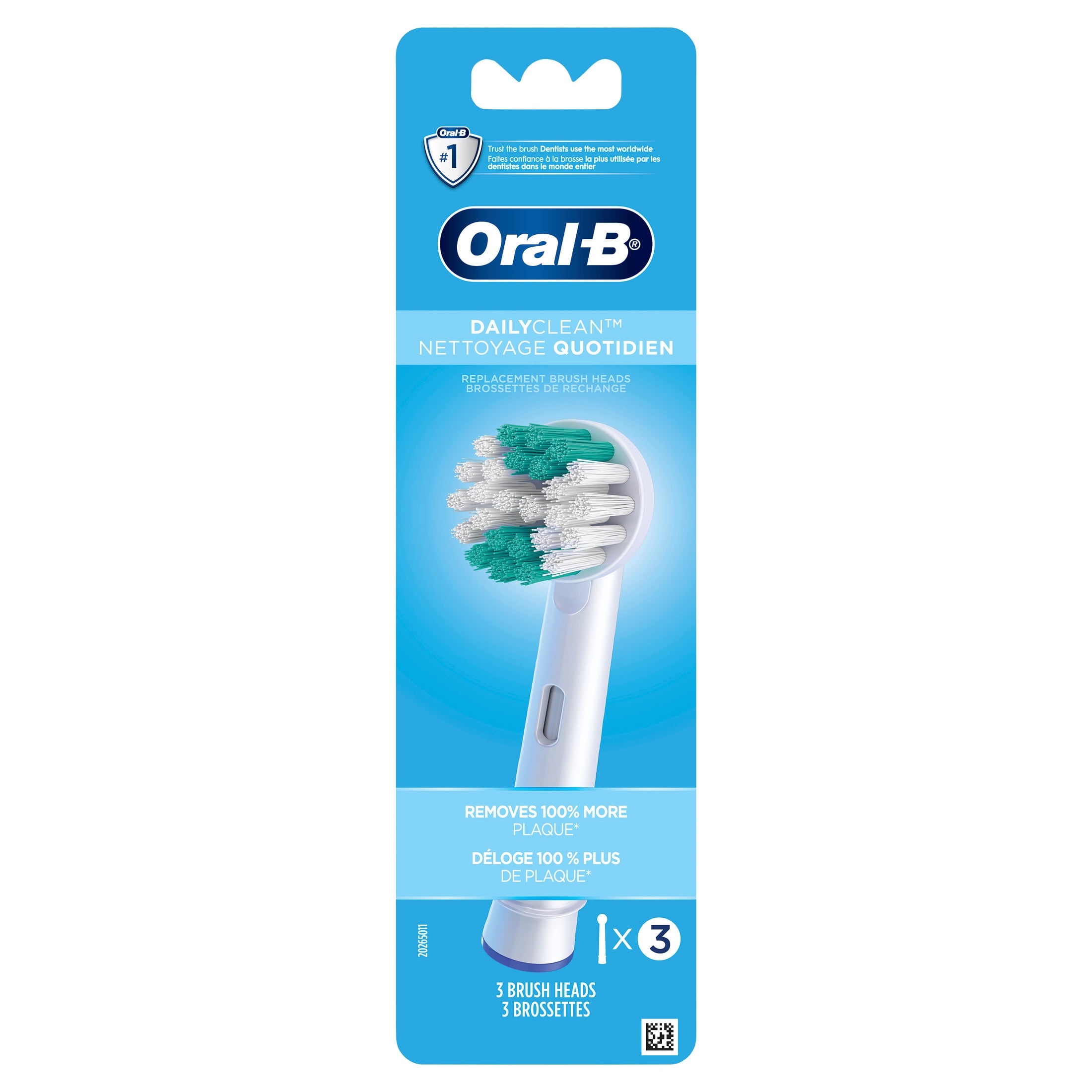 Oral-B Daily Clean Replacement Toothbrush Heads, Soft Bristles for Plaque Removal (3 Count) zepik