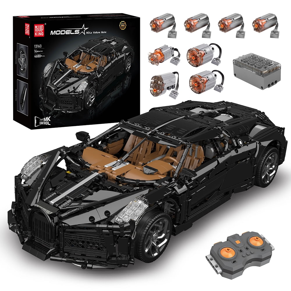 Mould King 13163 Super Racing Car Building Kit, Remote Control Construction Set (Black, 4688 Pieces) gunf6