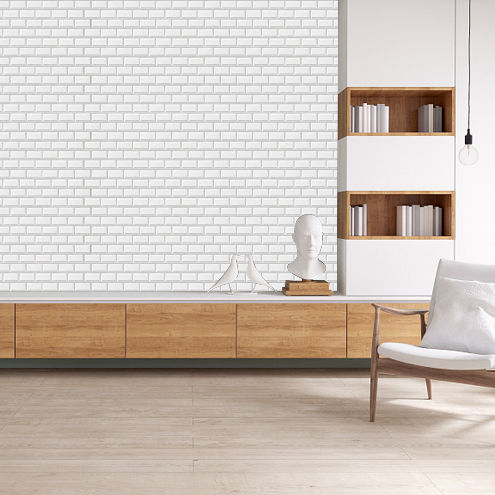 Affordablo Peel and Stick Backsplash Subway Wall Tile (White, 12 in x 12 in) mtwxq