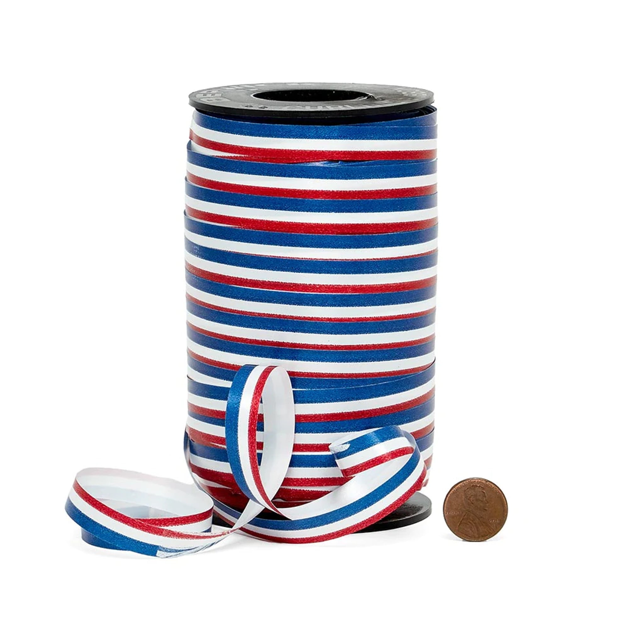 PPM Brands Patriotic Curling Ribbon for Gift Wrapping and Party Decor (Red White and Blue, 0.375 in x 750 ft) h8vce