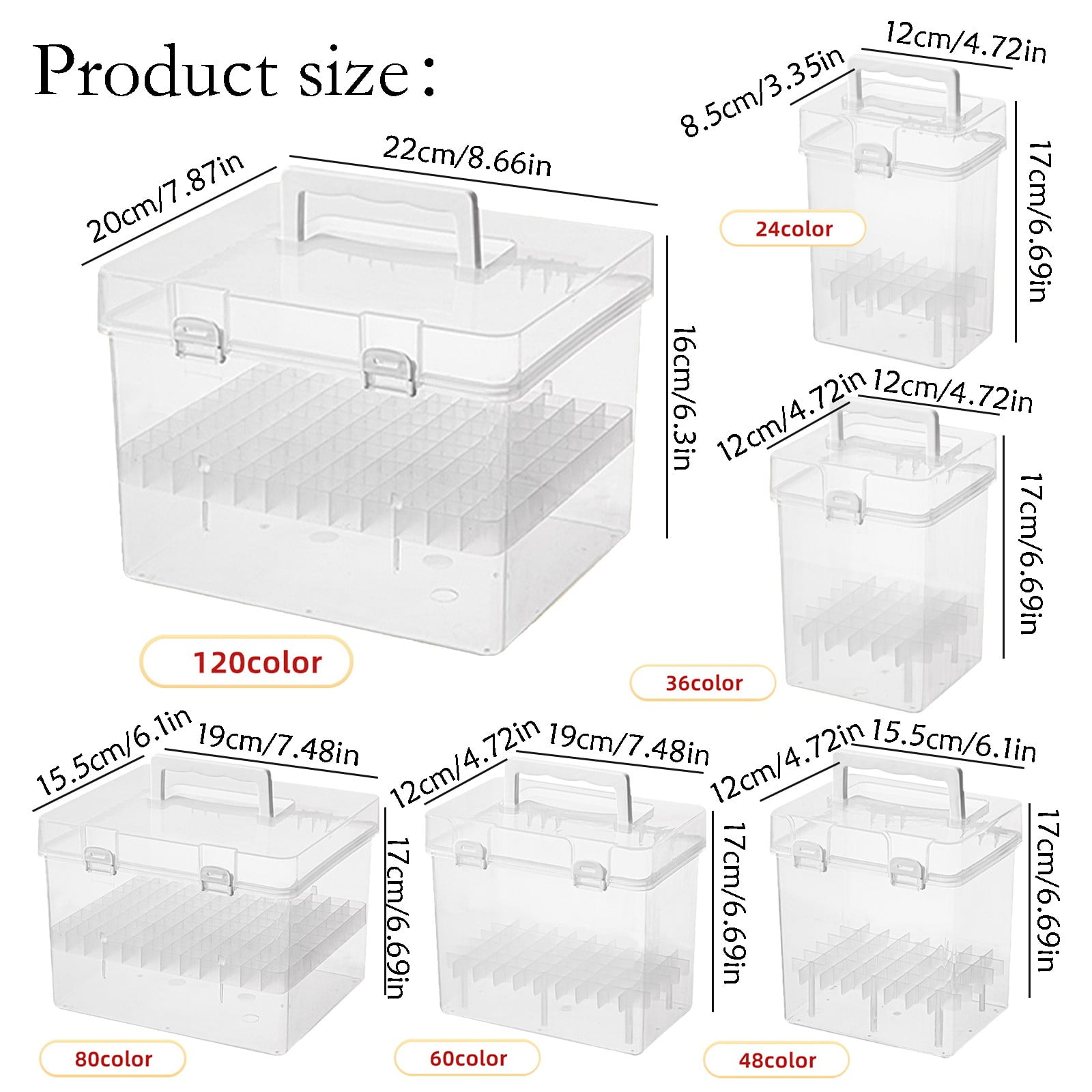 Awwp Art Supply Organizer Case, Large Clear Marker Storage Box with Removable Dividers (Clear, 120 Slot Capacity) uke1g