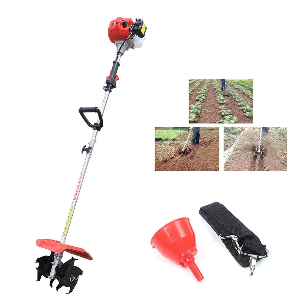 Wuzstar Mini Garden Tiller Cultivator, 42.7cc 2-Stroke Gas Powered Weeding Machine (9 in Width, 59 in Length) tgz70