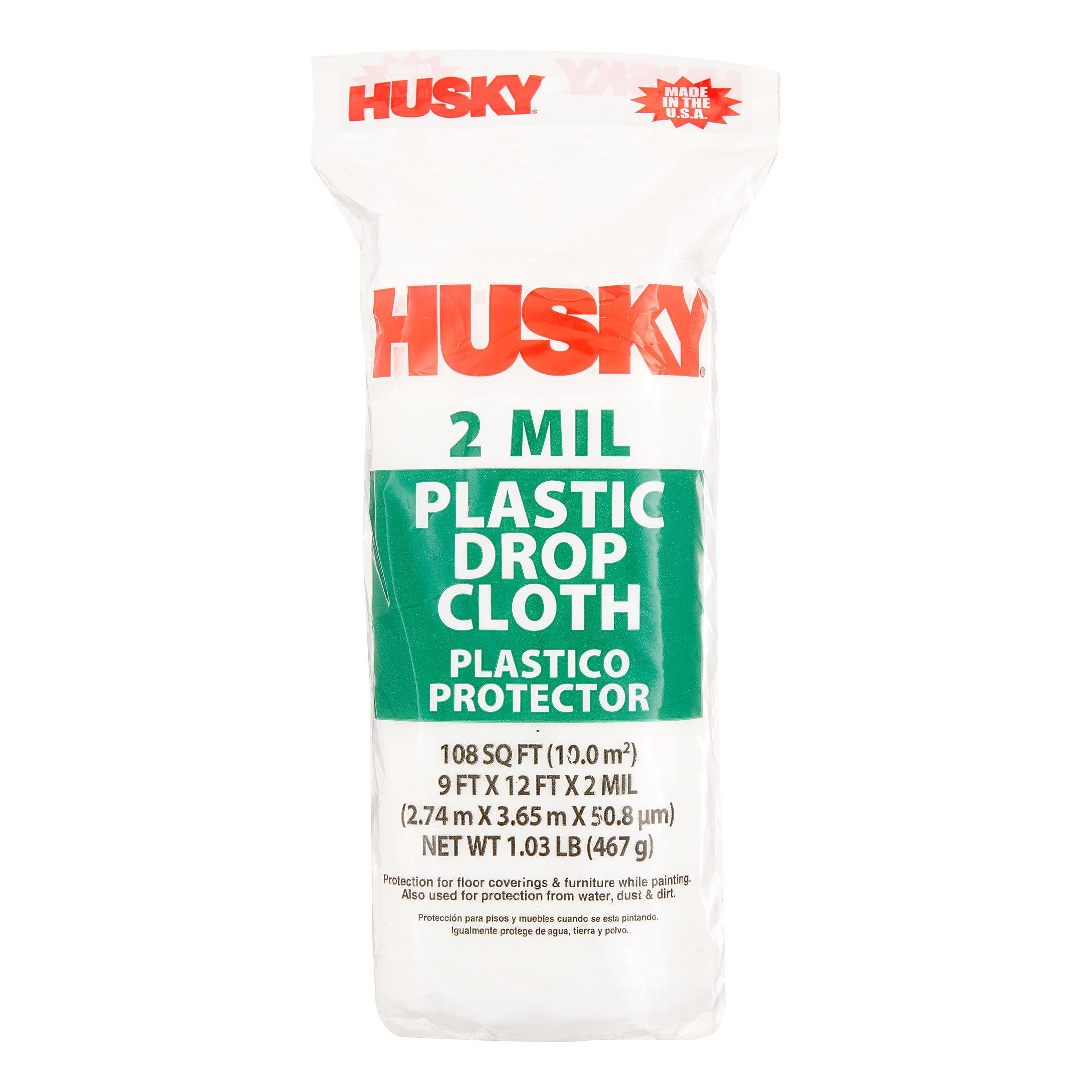 Husky Medium-Duty Plastic Drop Cloth (Clear, 9 ft x 12 ft) mrdib