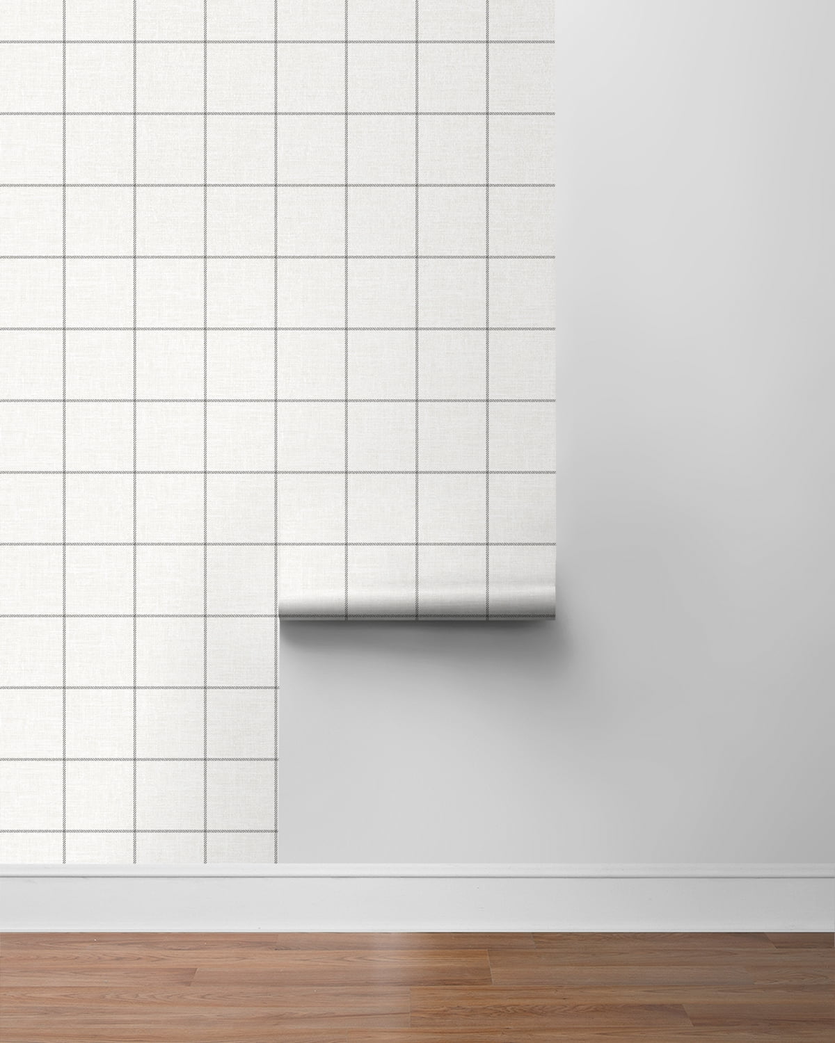 NextWall Charcoal & Linen Classic Striped Check Peel and Stick Wallpaper (Charcoal, 20.5 in. W x 18 ft. L) oplay