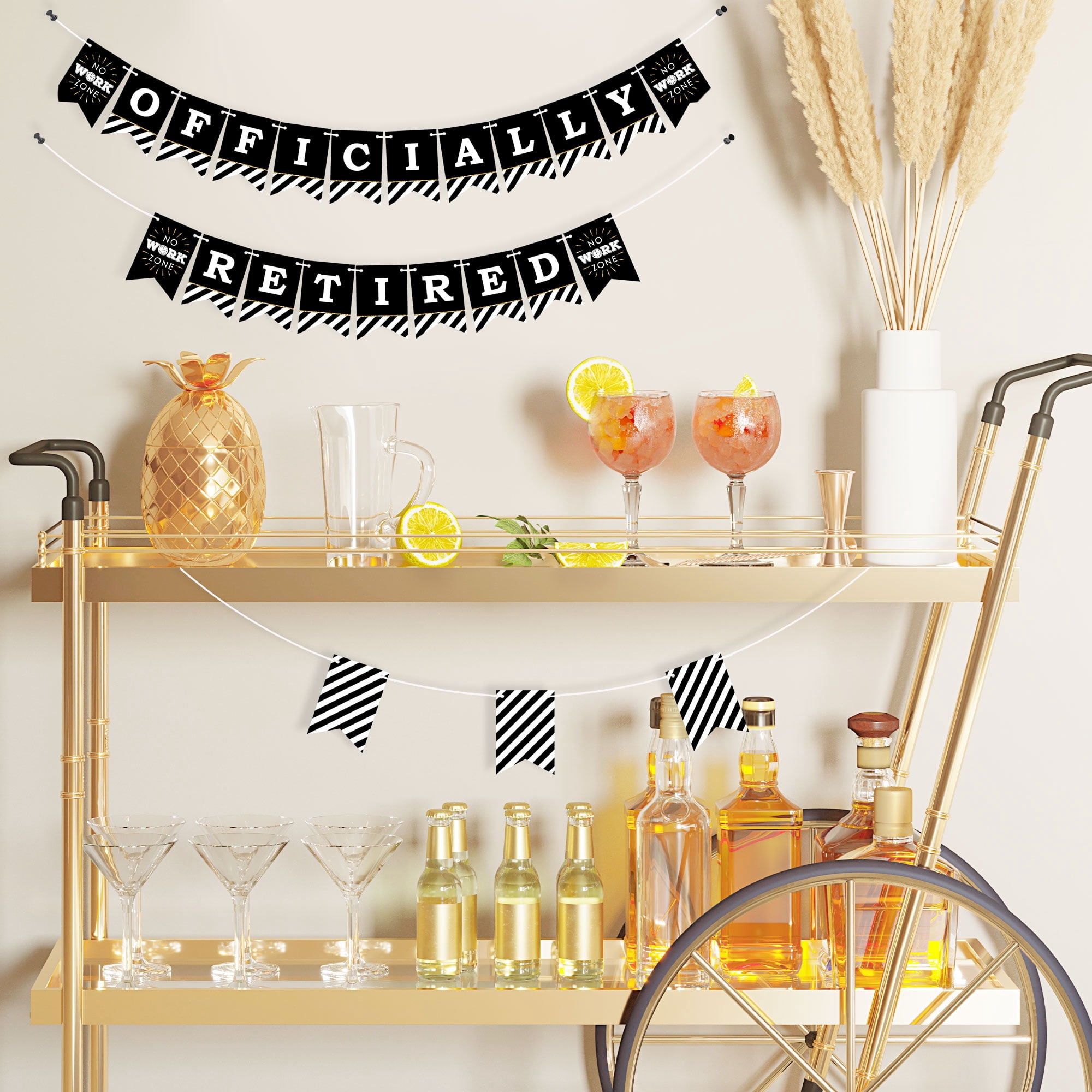 Big Dot of Happiness Happy Retirement Party Mini Pennant Banner (Black, 24 Piece Set) qggob