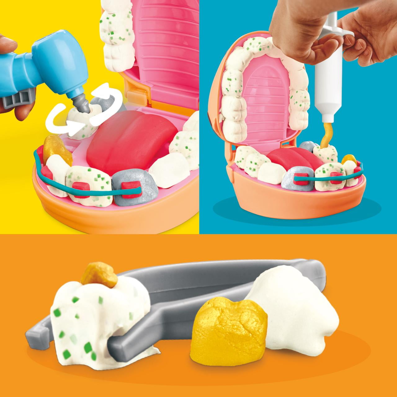 Play-Doh Drill 'n Fill Dentist Toy Set with 10 Dental Accessories (6-Pack, 12 oz) 6jw71