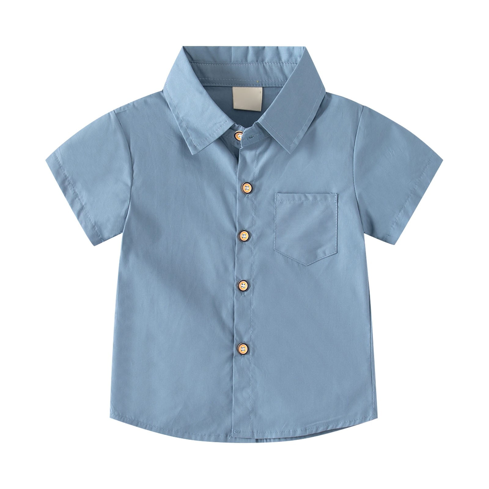 Tiijoy Toddler Boys Button Down Short Sleeve Shirt Breathable Cotton Casual Top (Blue, 2T-8) 4jms3