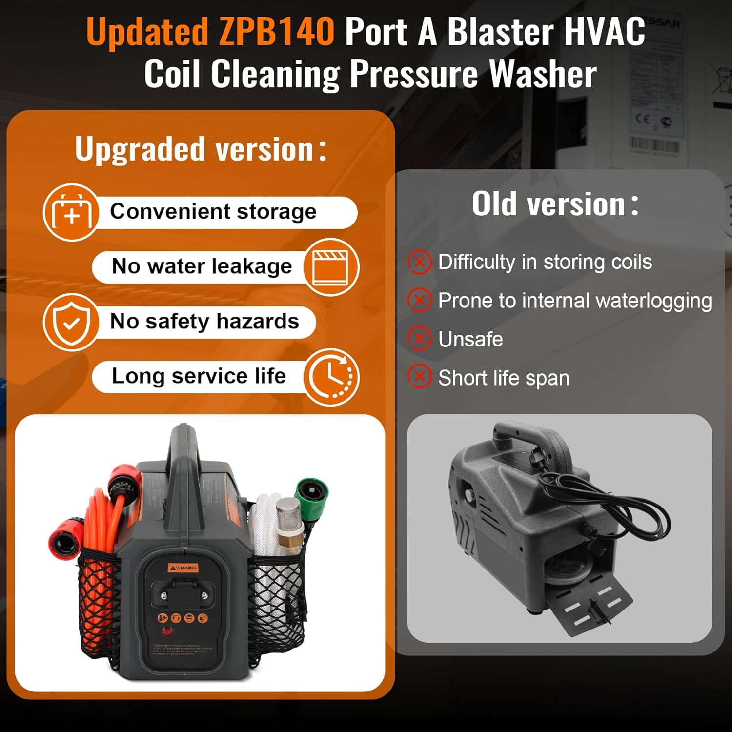FEIKEER HVAC Coil Cleaning Sprayer, Portable Pressure Washer for AC Maintenance (120V, 80W) hntho