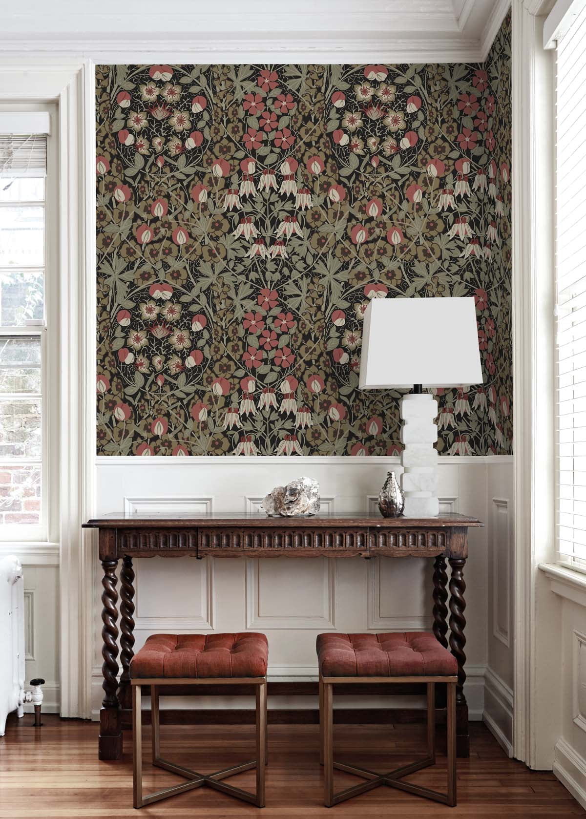 NextWall Tulip Garden Peel and Stick Wallpaper (Red, 20.5 in x 18 ft) l7qxy