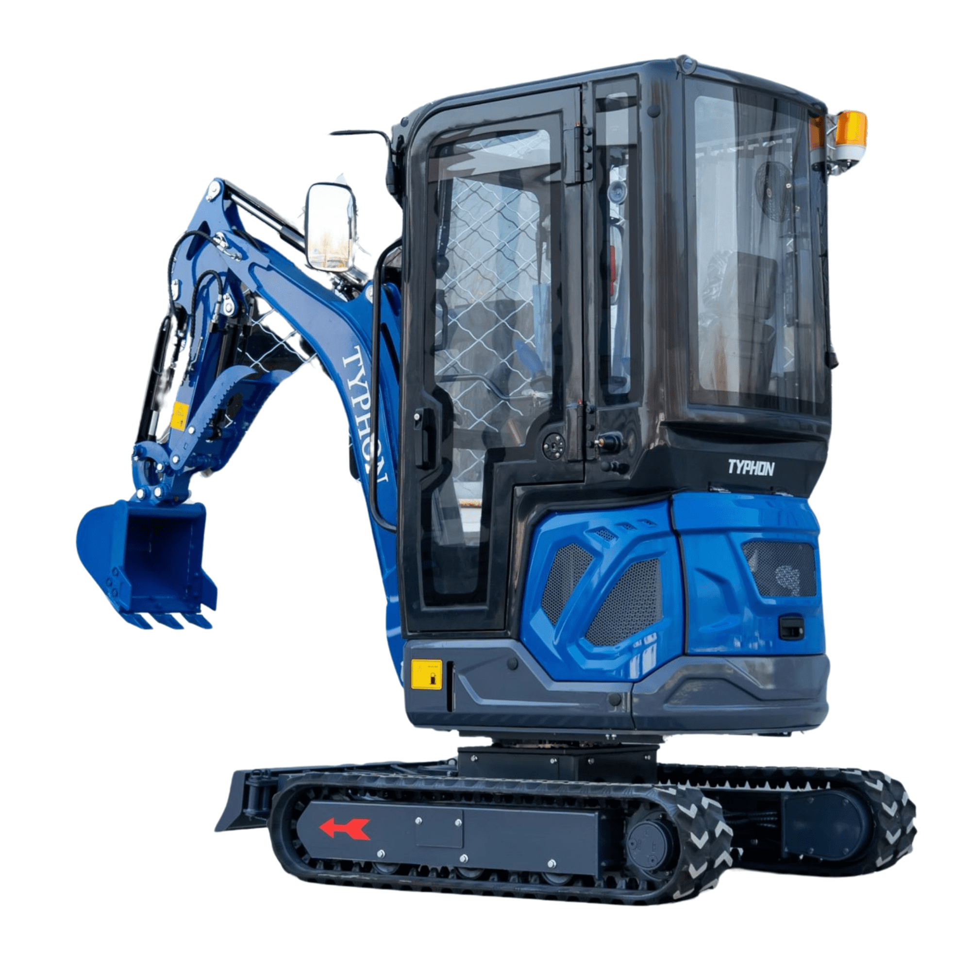 TYPHON Terror XIX Prestige Mini Excavator, Kubota D902 Engine, Retractable Tracks, A/C Cabin (Blue, 4200 lb) z1gue
