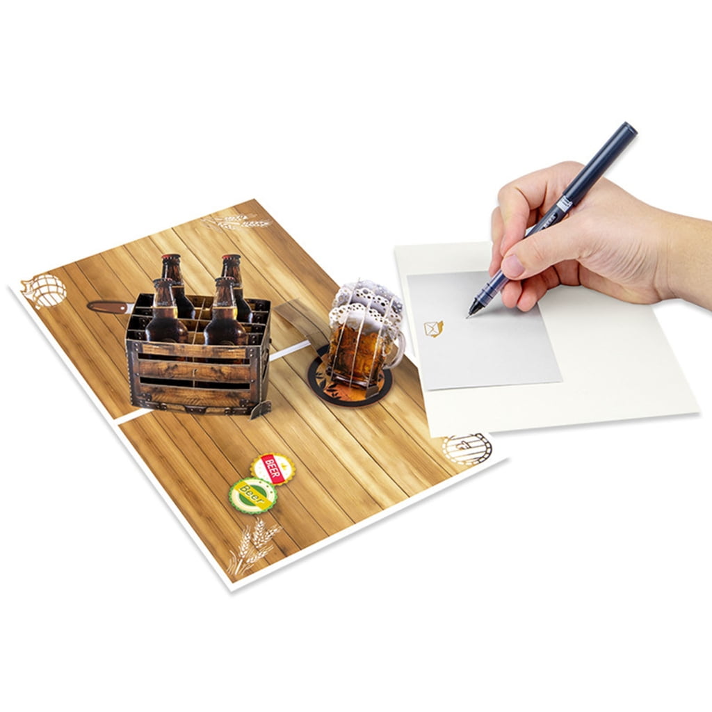 JZROCKER 3D Pop-Up Beer Greeting Card for Father's Day Birthday Anniversary (6 in x 6 in) qn8bk