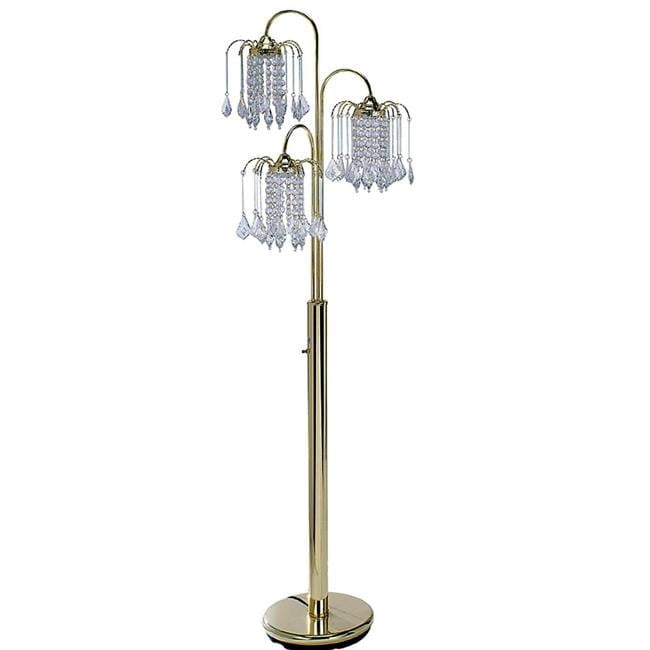 Estallar Three-Light Candelabra Floor Lamp with Clear Faux Crystal Shades (Gold, 63 in) ncv0d