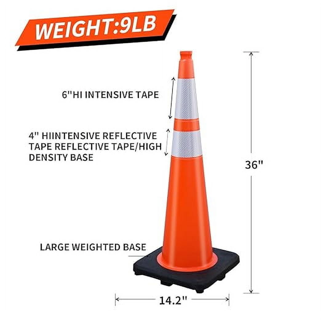 BESEA 36 in PVC Traffic Safety Cones, High-Visibility Reflective Road Markers for Construction and Parking (Orange, 6 Pack) fq1y1 - Image 2