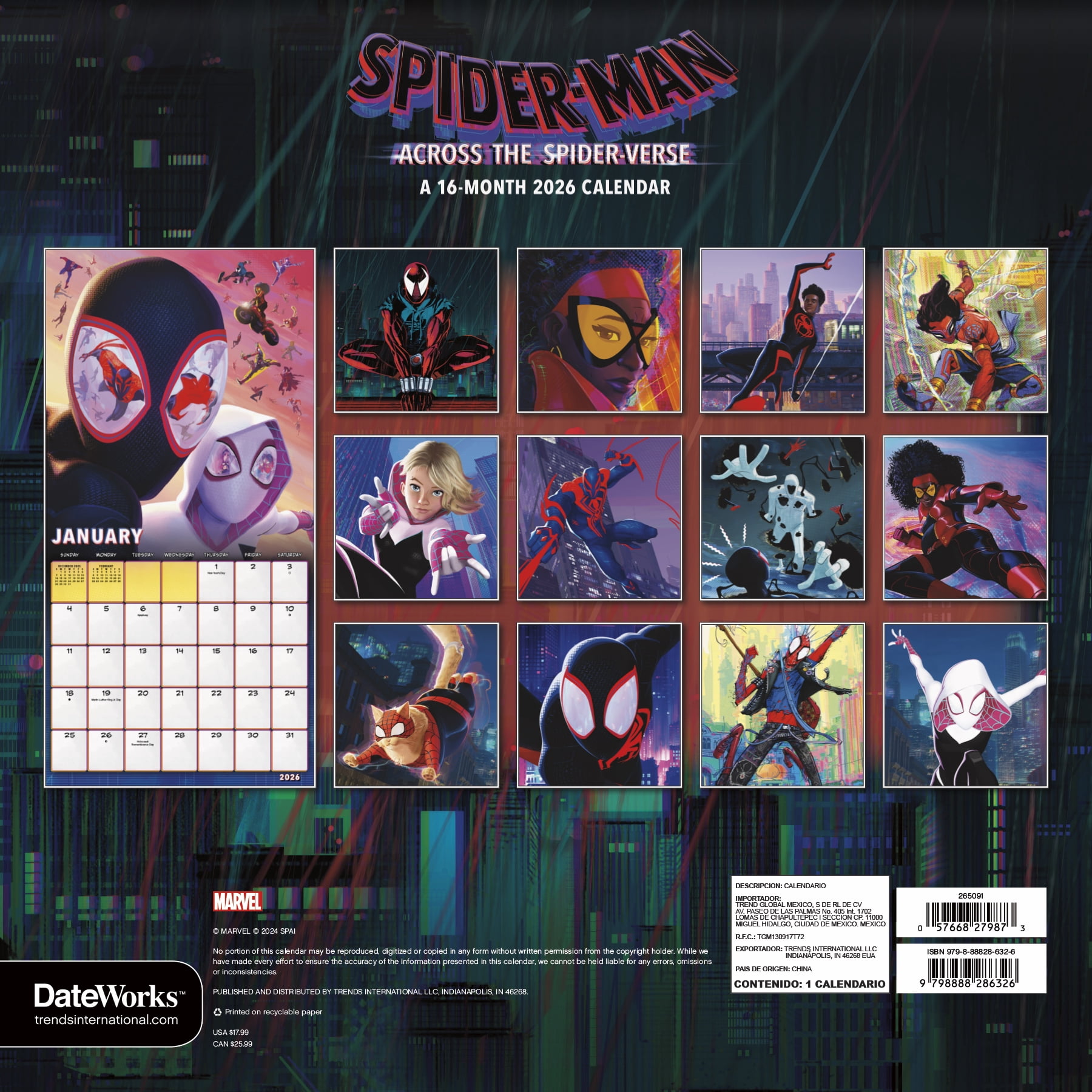 Trends International Marvel Spider-Man: Across the Spider-Verse Framed Poster and 2026 Wall Calendar Set tsc3v