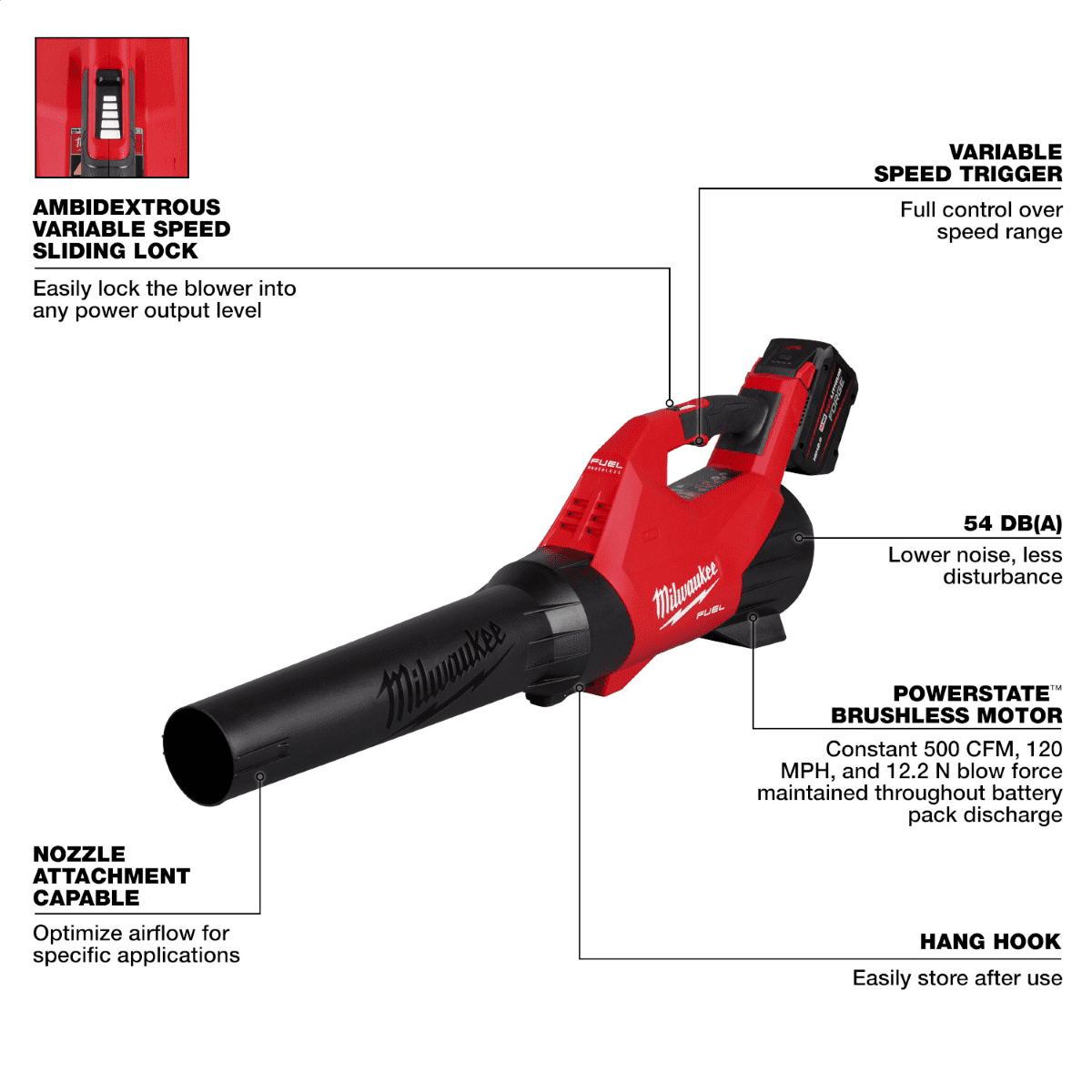 Milwaukee M18 FUEL Brushless Cordless Leaf Blower Kit with 12.0 Ah FORGE Battery and Rapid Charger (120 MPH, 500 CFM) gd7y5