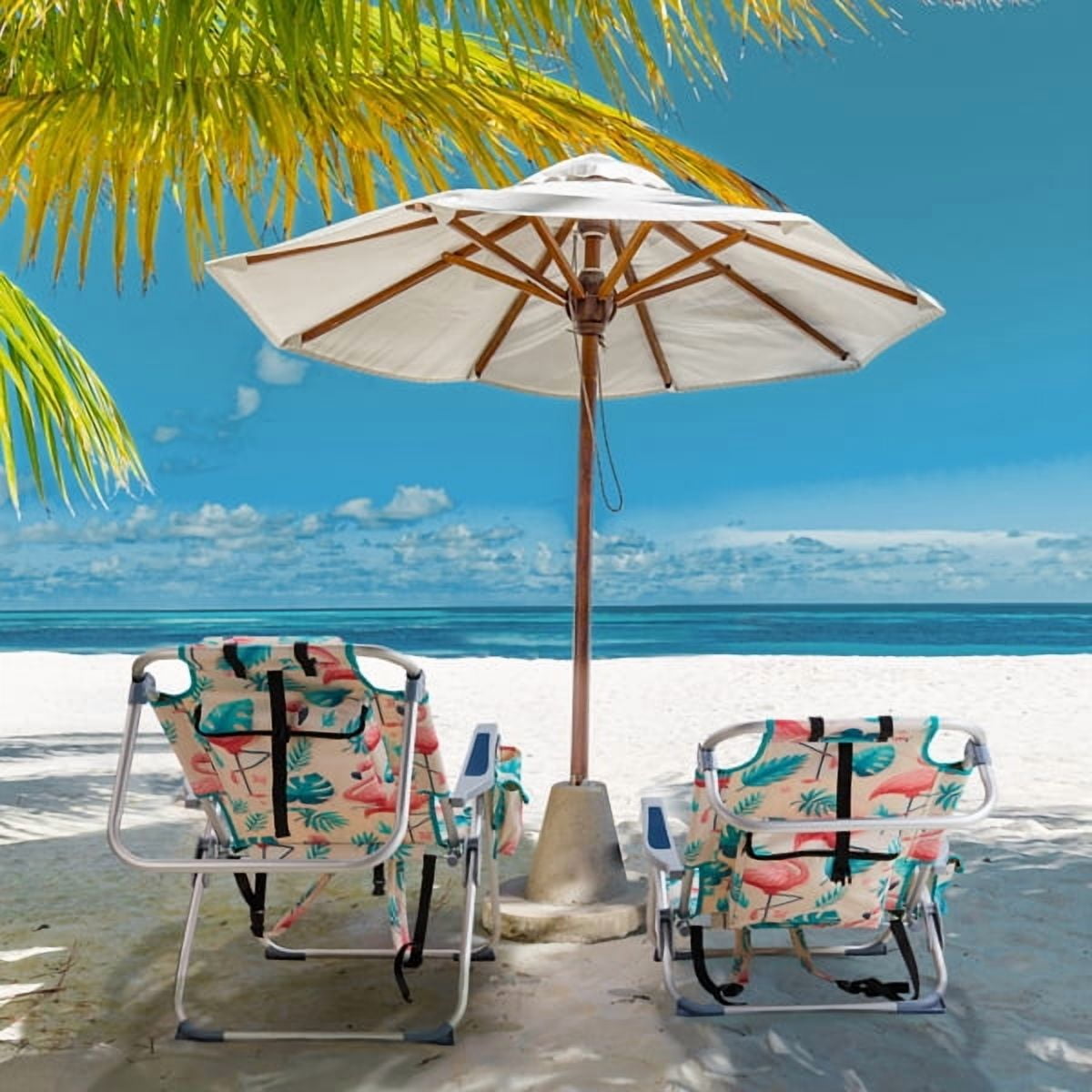 Generic Flamingo Pattern Beach Chair (Silver, 25 in x 28 in x 39 in) 94z5w