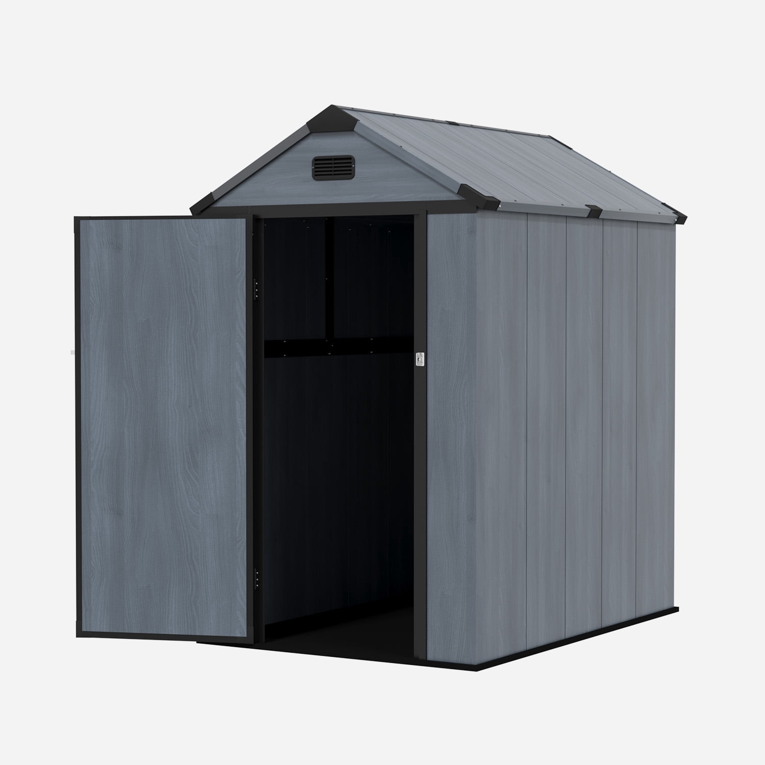 Dateyes Outdoor Resin Storage Shed, Heavy Duty Garden Tool Shed with Floor and Metal Frame (Dark Gray, 6 ft x 4 ft) kh4f8