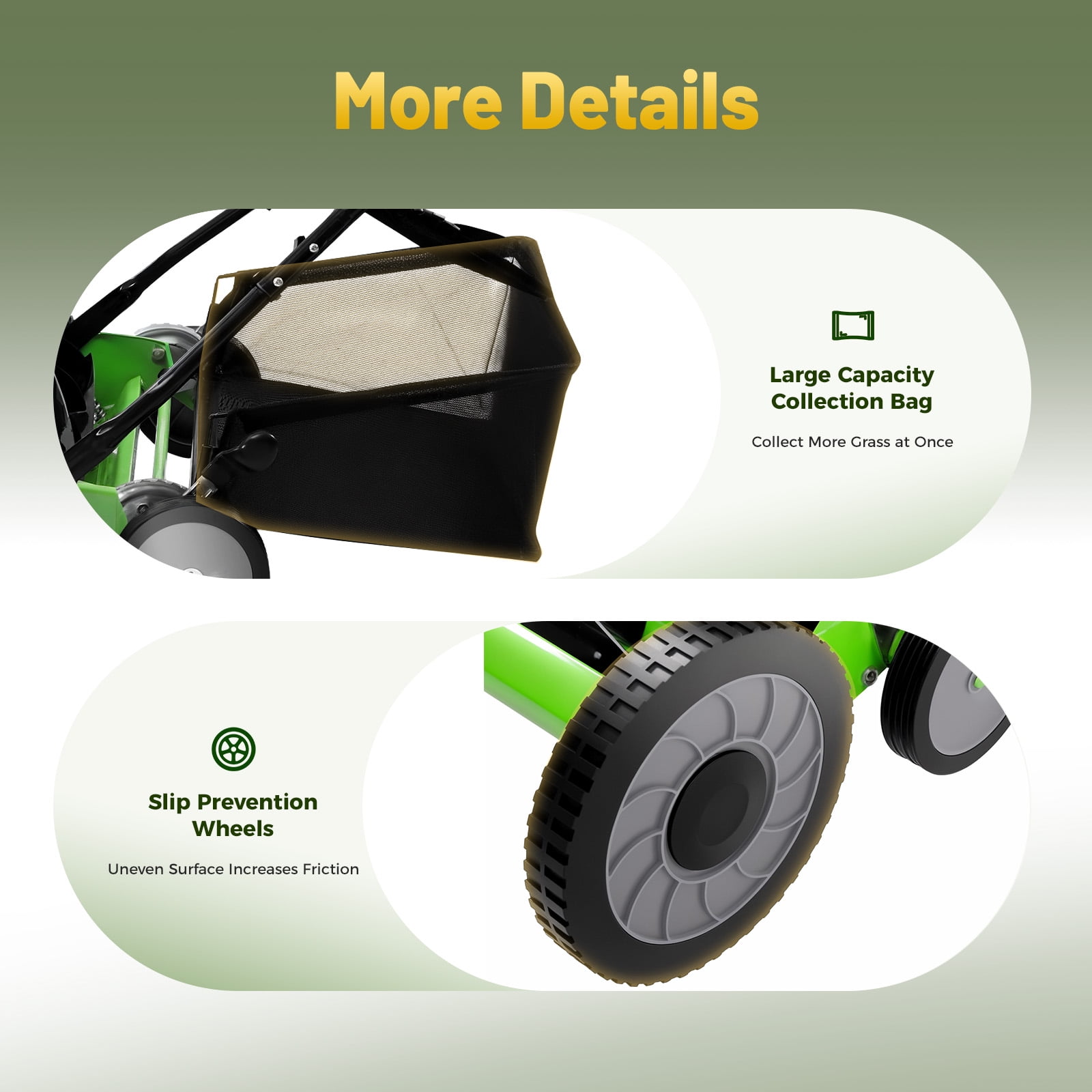 Hesries Manual Reel Lawn Mower, 20 Inch Push Grass Cutter with Grass Catcher (20 in) t9c39