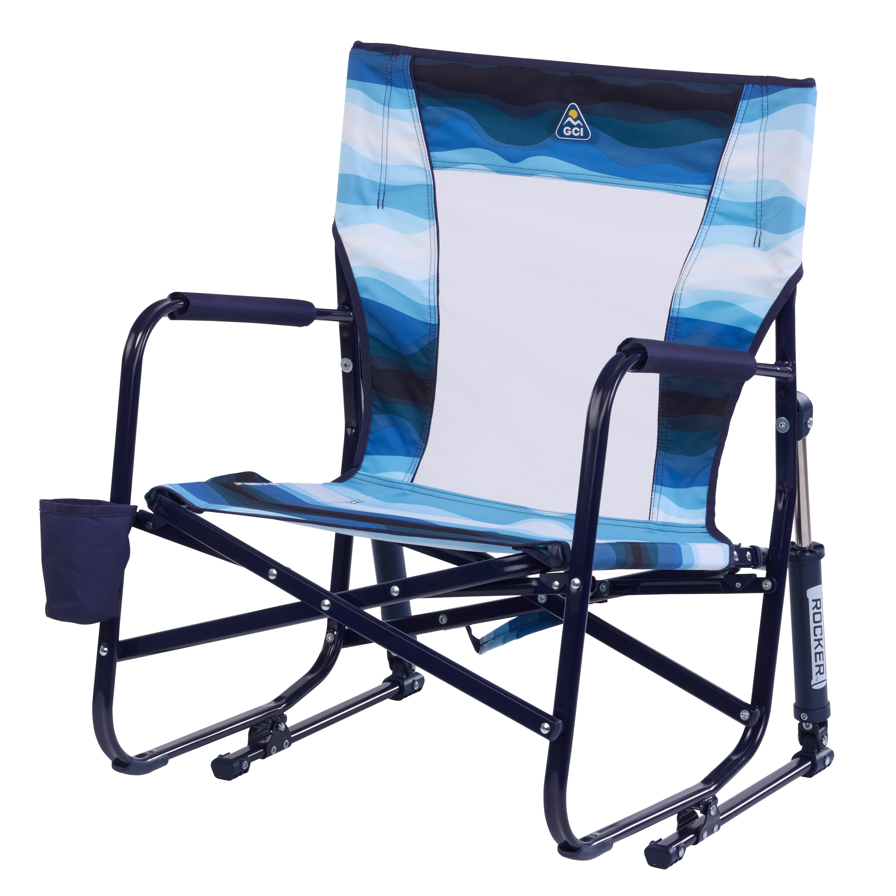 GCI Outdoor Beach Rocker Low Profile Foldable Rocking Chair (Wave Blue, 14.8 in Seat Height) 85whm