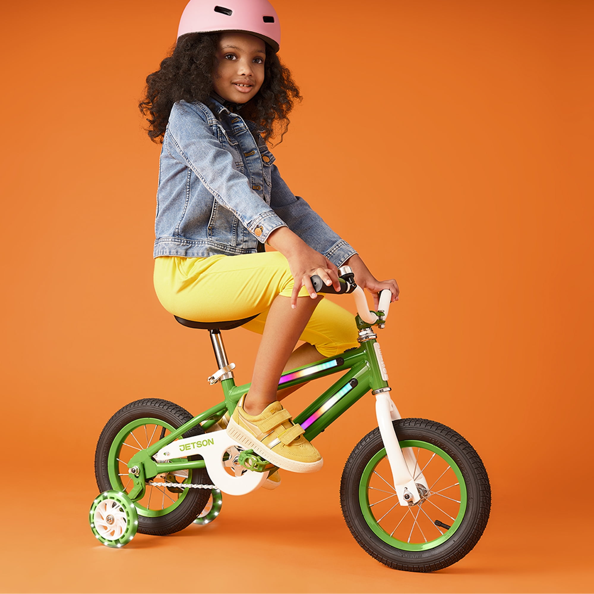 Jetson Light Rider 12 Kids Light-Up Bike with Training Wheels (Green, 12 in) glmw8