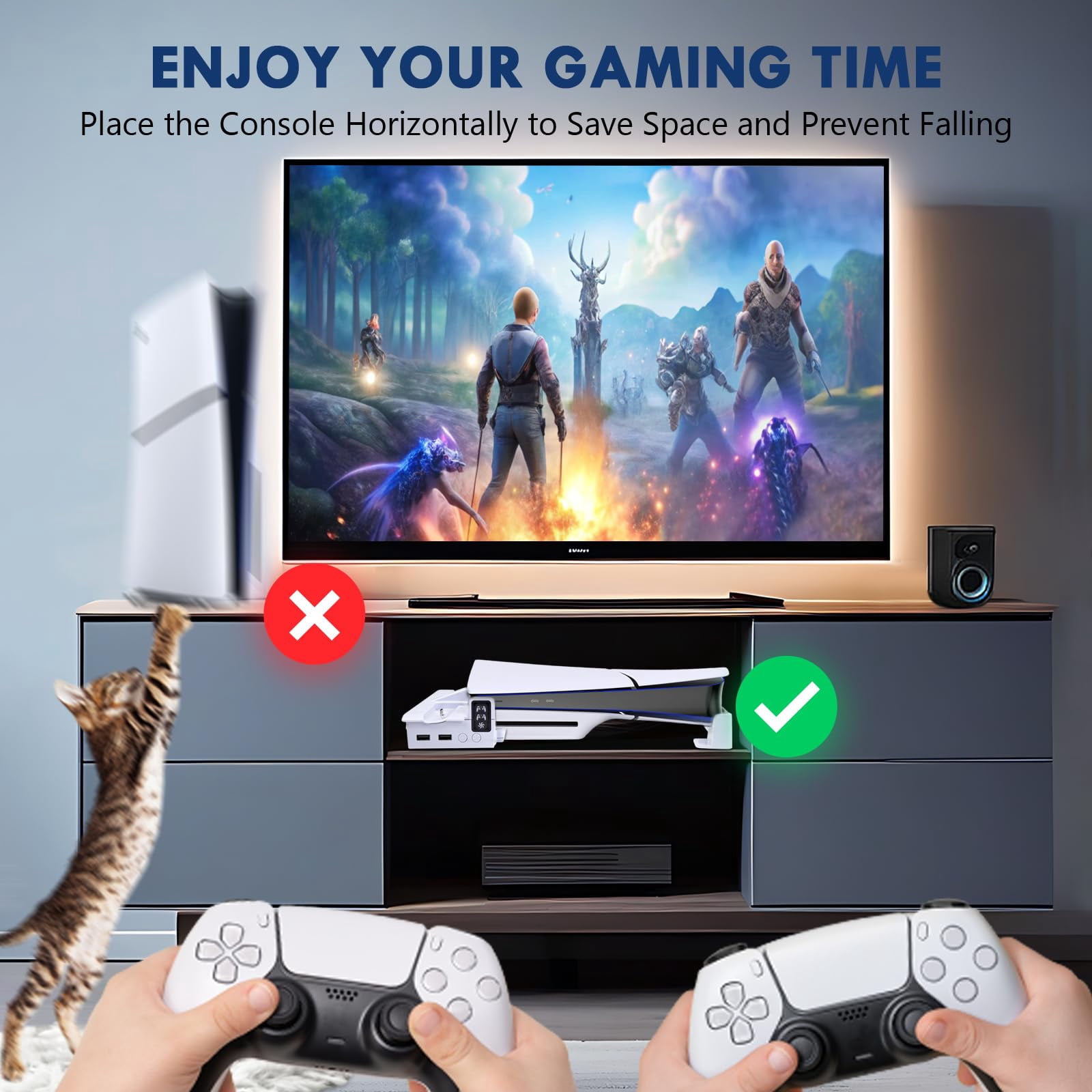 JZW-Shop PS5 Cooling Stand with Dual Controller Charger and Headset Holder (White, 1 Unit) wpcwy