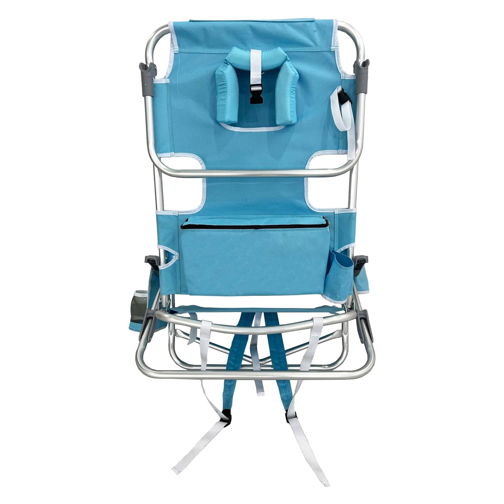 Ostrich Deluxe Backpacker Portable Beach Chair with Insulated Cooler Bag (Light Blue, 27.76 x 3.74 x 33.86 in) bt69j