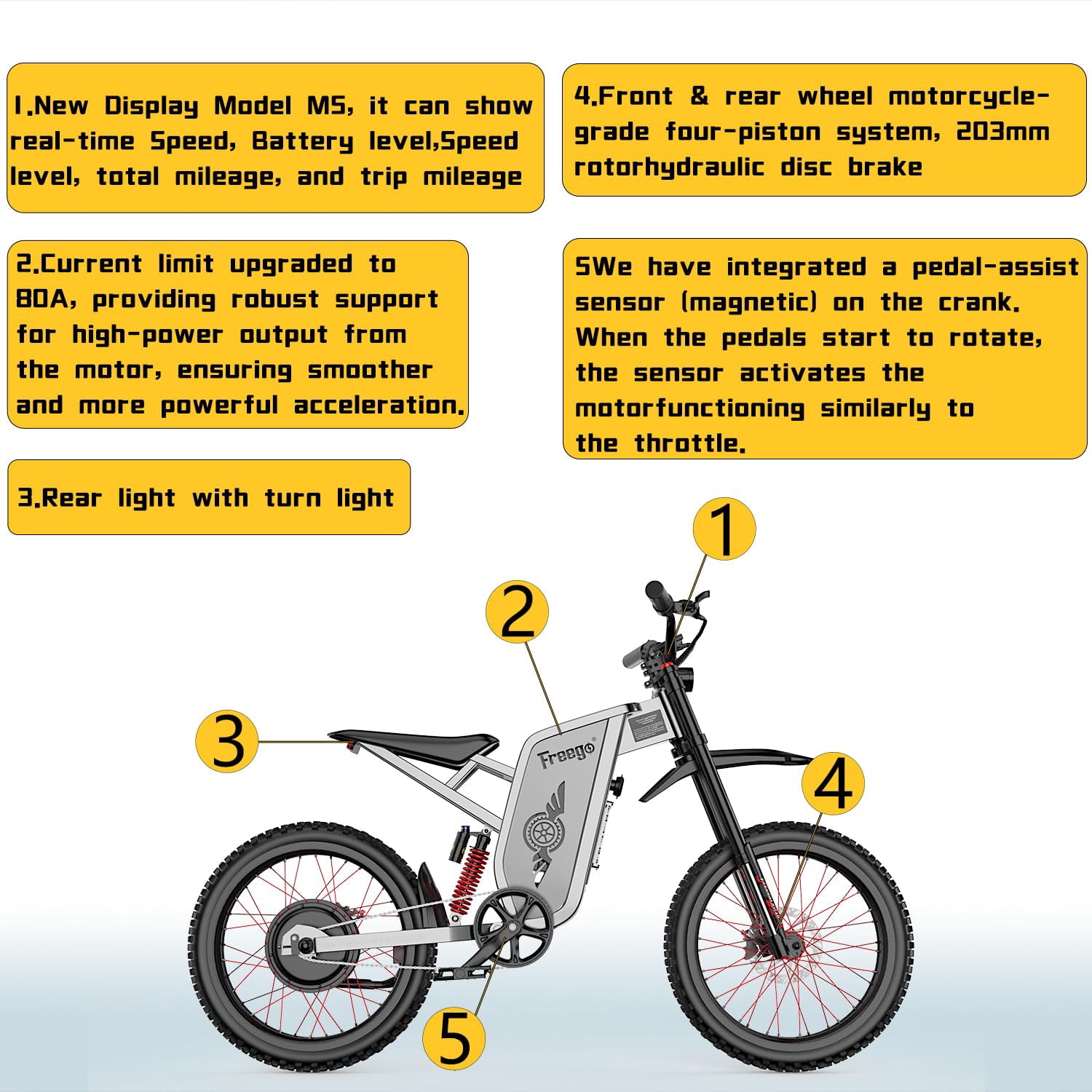FreeGo X2 Pro Electric Dirt Bike (6000W Motor, 60V 30Ah Battery, 50 MPH, 80 Mile Range) phbmm