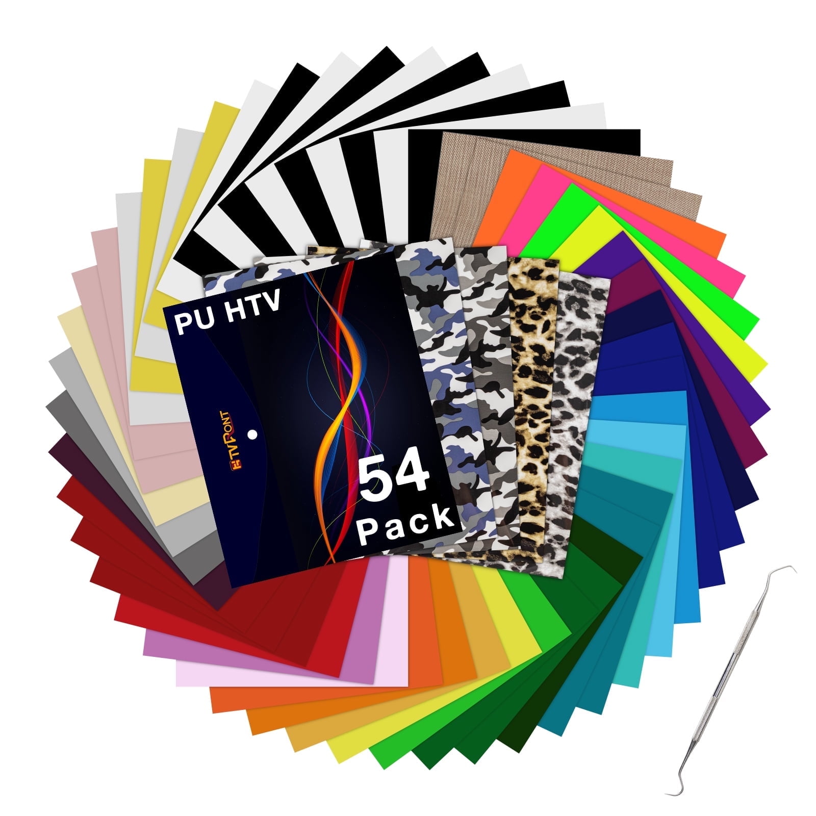 HTVRONT Heat Transfer Vinyl Sheets for DIY Crafting Projects (Assorted Colors, 54 Pack, 12 in x 10 in) 1uzfq