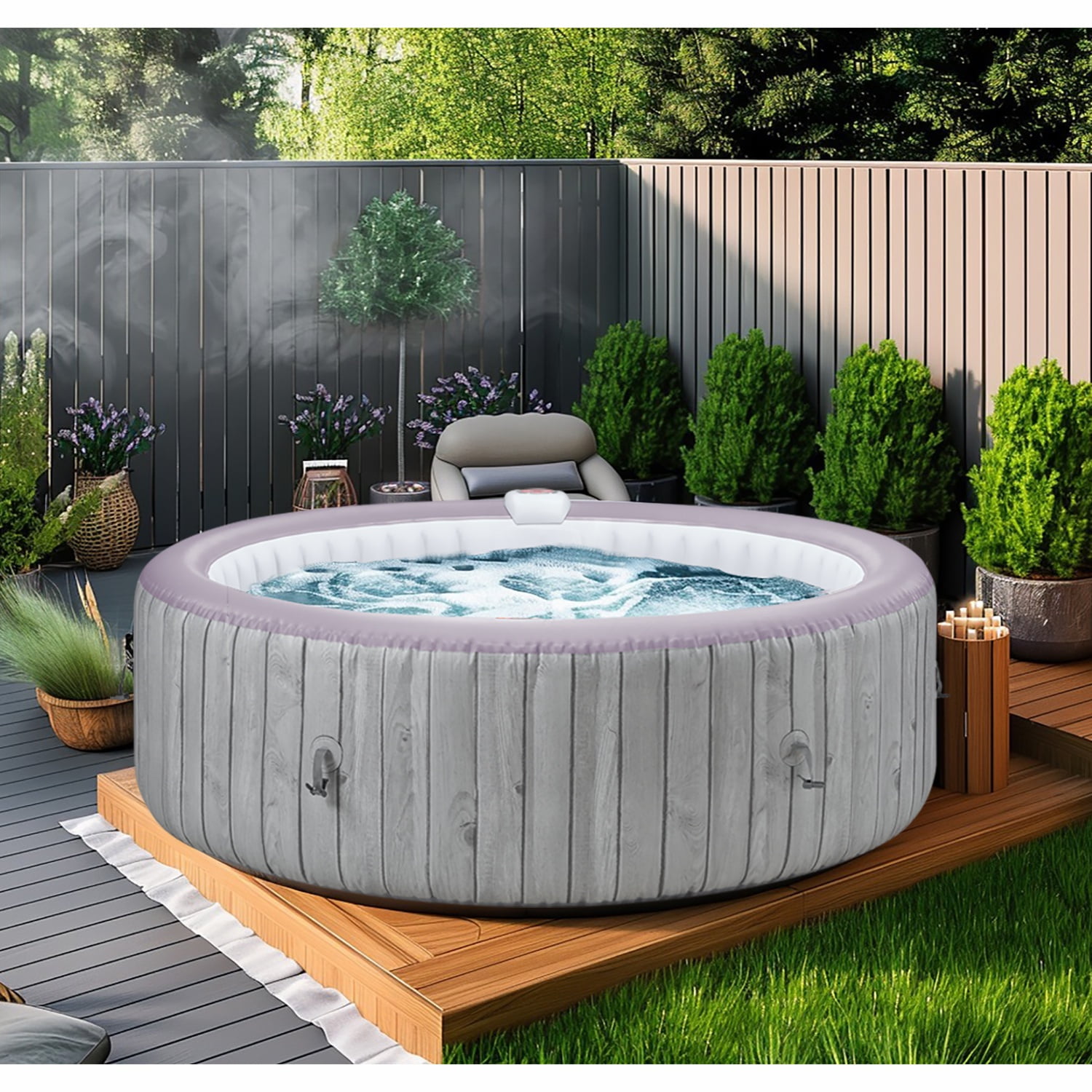 Seizeen Inflatable Hot Tub Portable Home Spa with 130 Massage Jets (Grey, 82 in) yq65n