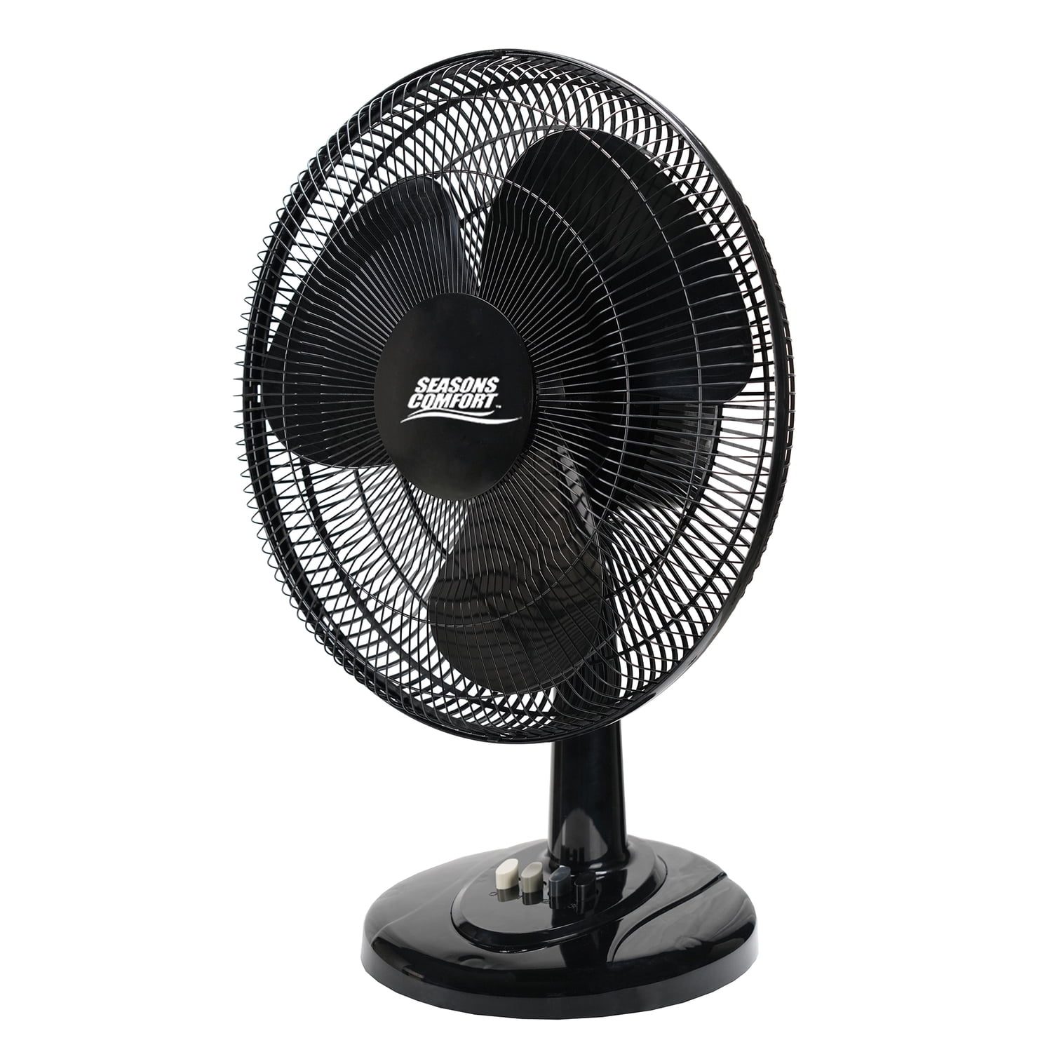 Seasons Comfort 16 Inch Oscillating Tabletop Fan, 3-Speed Quiet Cooling (Black, 21 in H x 16 in W) yy2b0