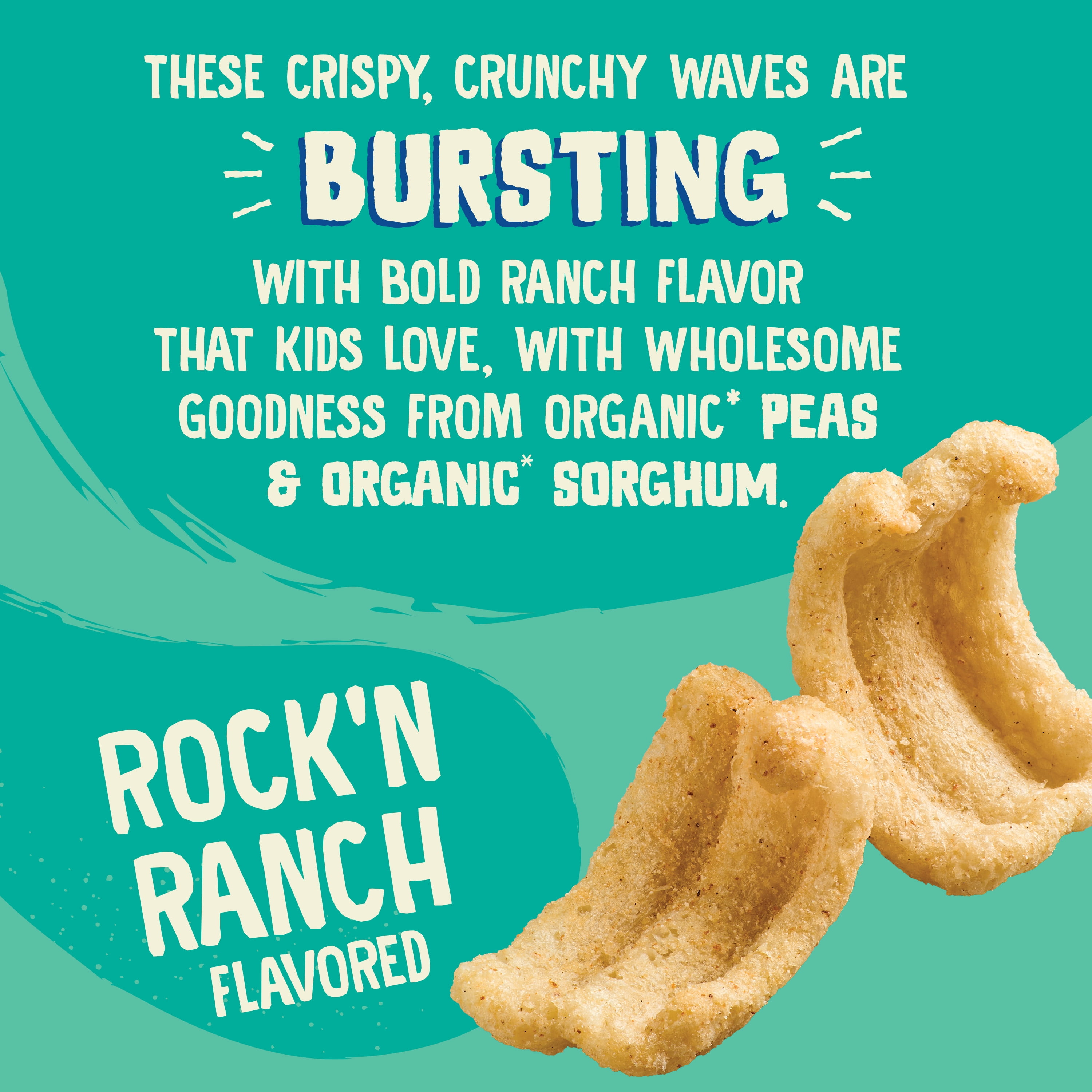 Earth's Best Organic Veggie Waves Snack, Non-GMO Rock'N Ranch Flavored (4 Pack, 0.49 oz) pvati
