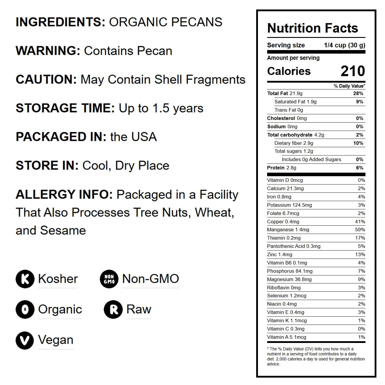 Food to Live Organic Raw Pecan Halves (Unsalted, Non-GMO, 12 oz) 5vyd5