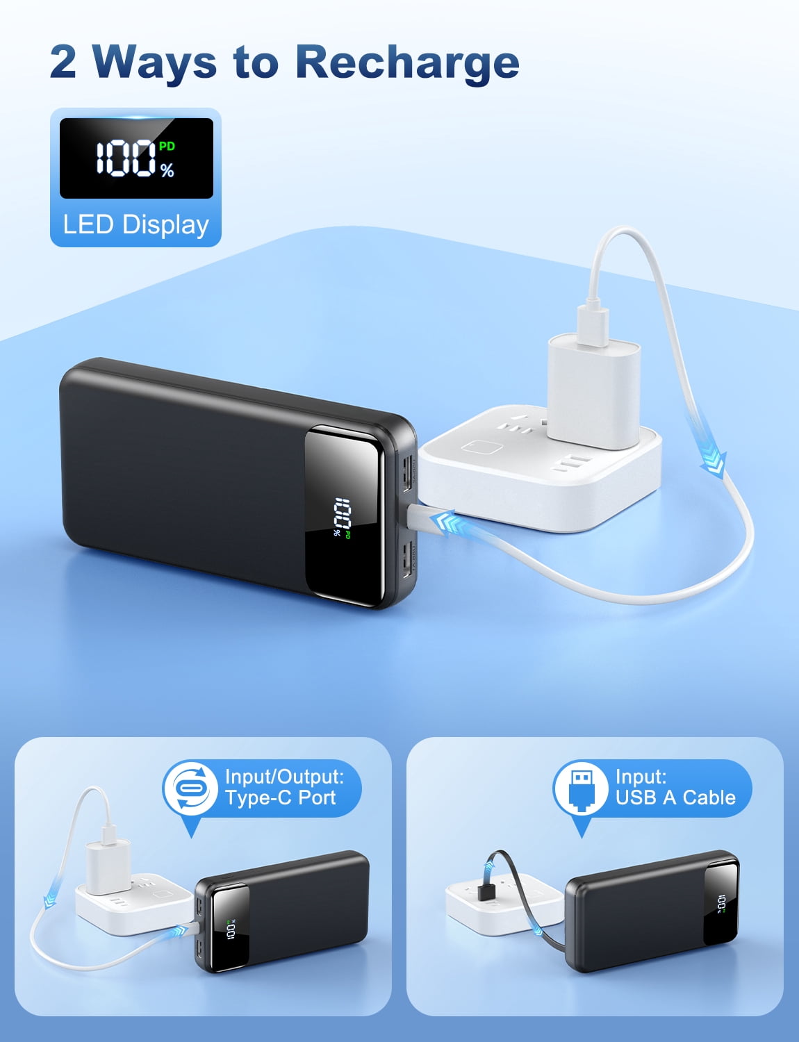 Breezio Portable Charger Power Bank 50000mAh High-Speed External Battery Pack (Black, 1.07 lb) 61wy5