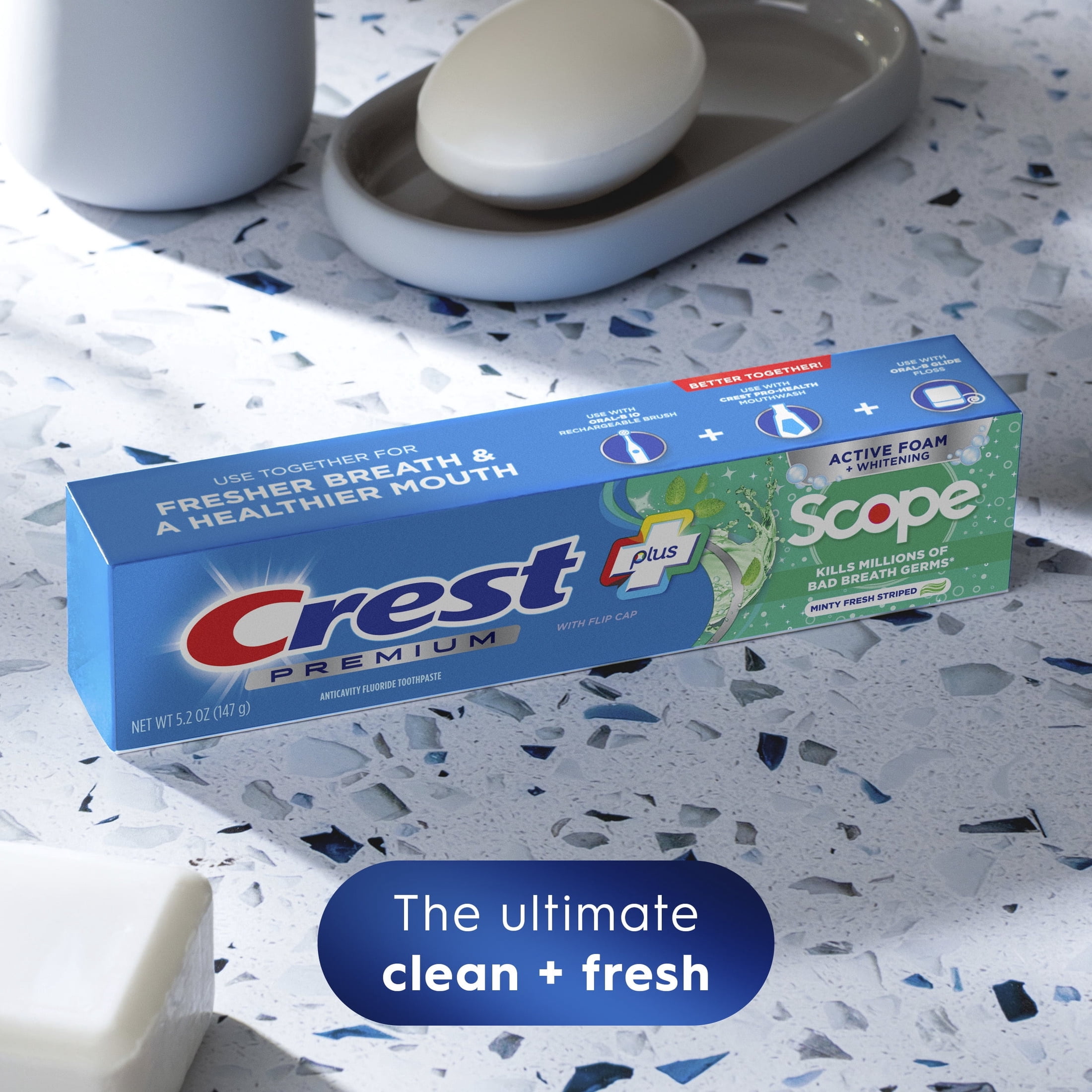 Crest Premium Plus Scope Whitening Toothpaste, Minty Fresh Flavor (5.2 oz) 79zjp - Image 2