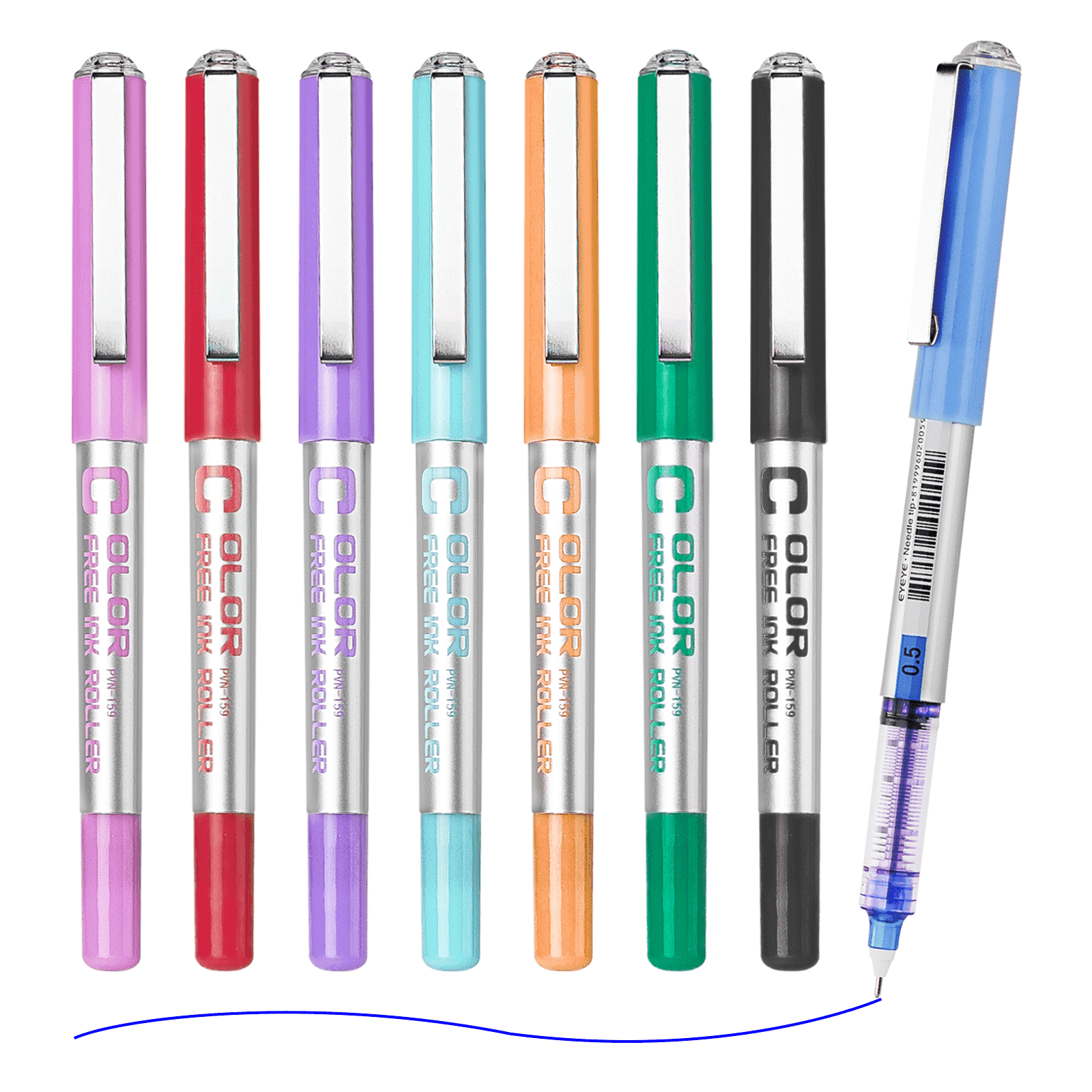 EYEYE Liquid Ink Rollerball Pens Extra Fine Point 0.5mm Quick Dry Smooth Writing (Assorted Colors, 8 Pack) xg7we