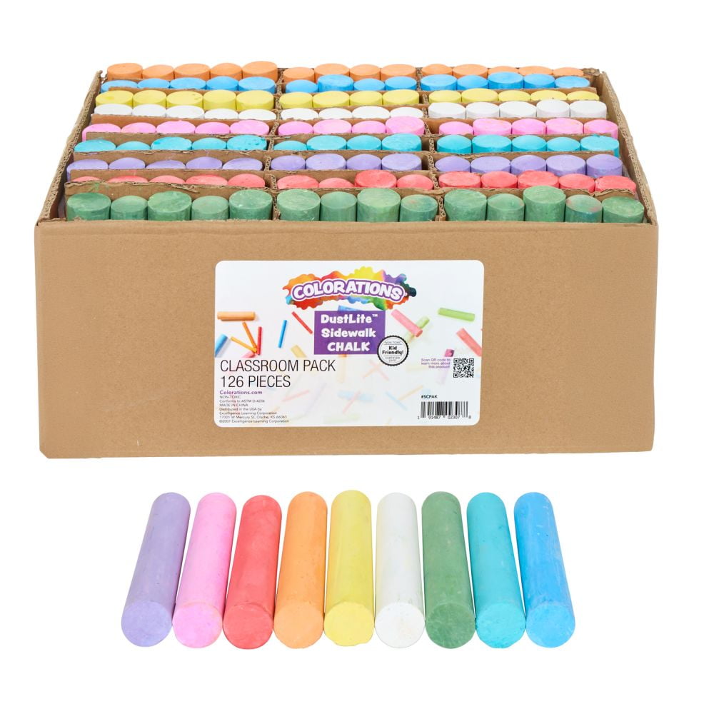 Colorations DustLite Washable Sidewalk Chalk Set (Multicolor, 126 Pieces) tmpr7