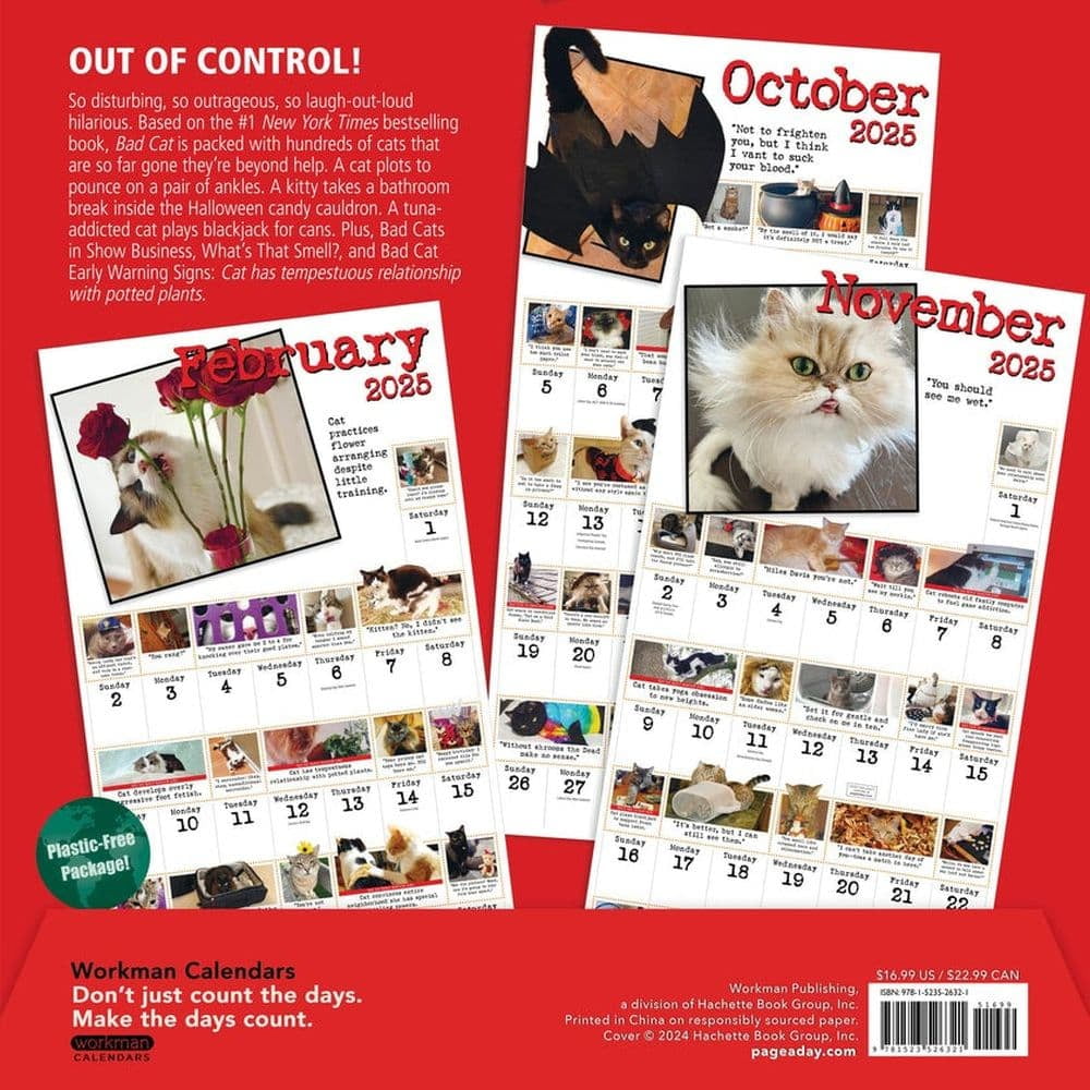 Harry Prichett Bad Cat Wall Calendar 2025: Celebrating the Misfits of the Feline World (12 in x 12 in) wez86