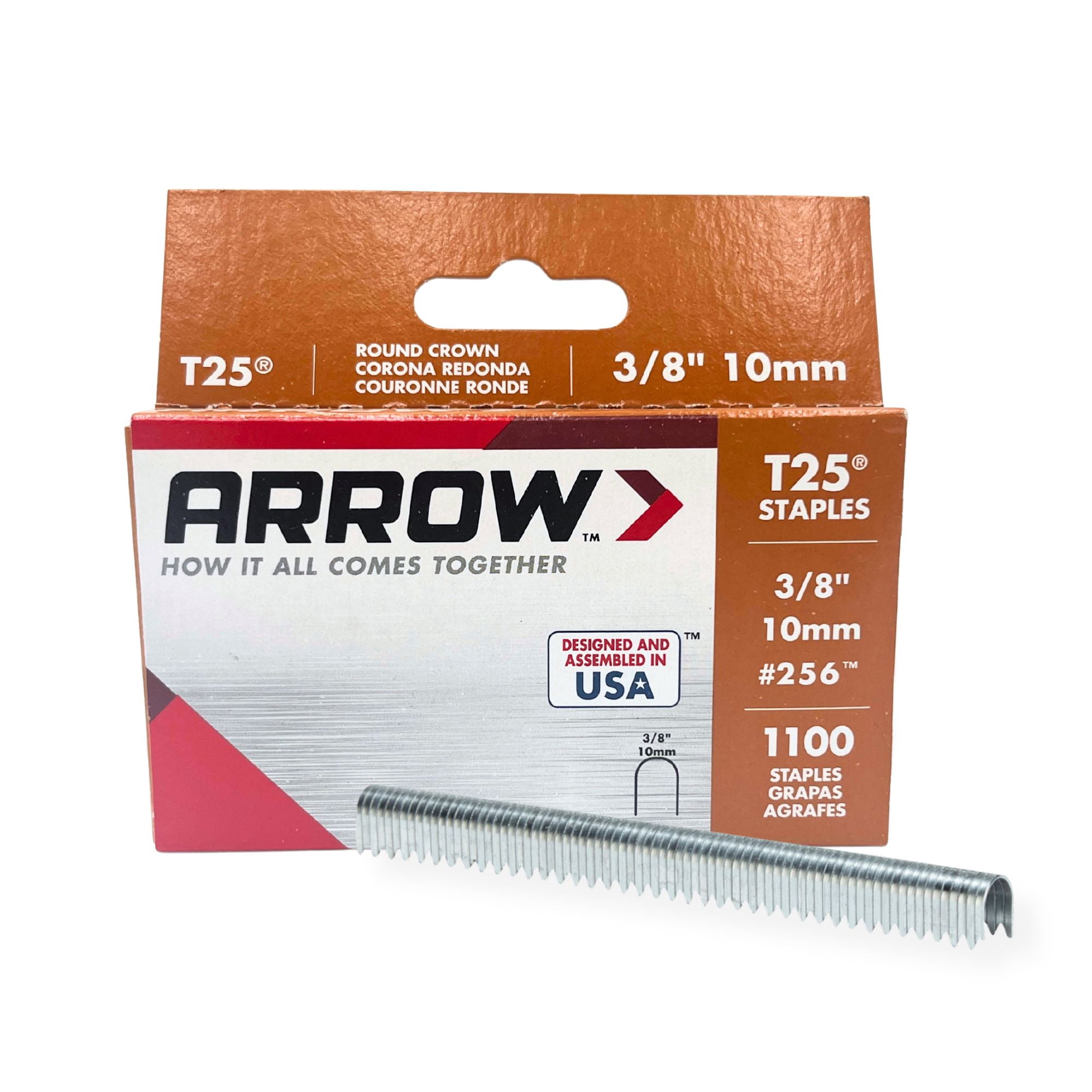 Arrow T25 Heavy Duty Round Crown Staples for Wire and Cable (3/8 in, 1,100 Pack) w7ynr