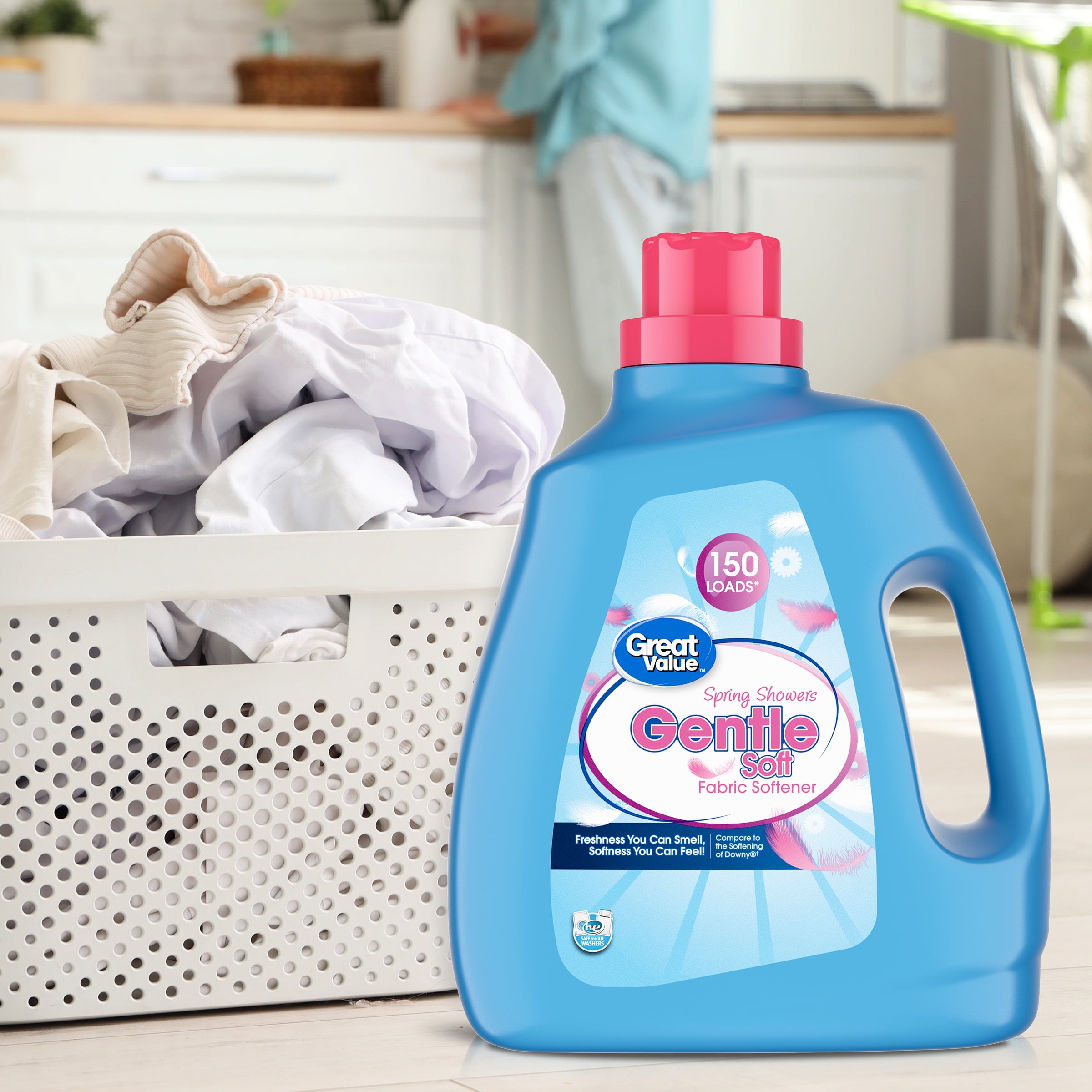 Great Value Fabric Softener, Spring Showers Scent, Wrinkle-Reducing Formula (111 fl oz) 9julg
