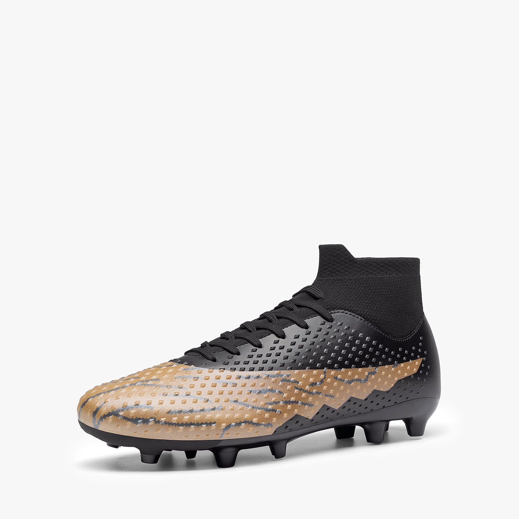 DREAM PAIRS Men's Firm Ground Soccer Cleats High-Top Professional Training Football Shoes (Black, 10 US) j3dqw