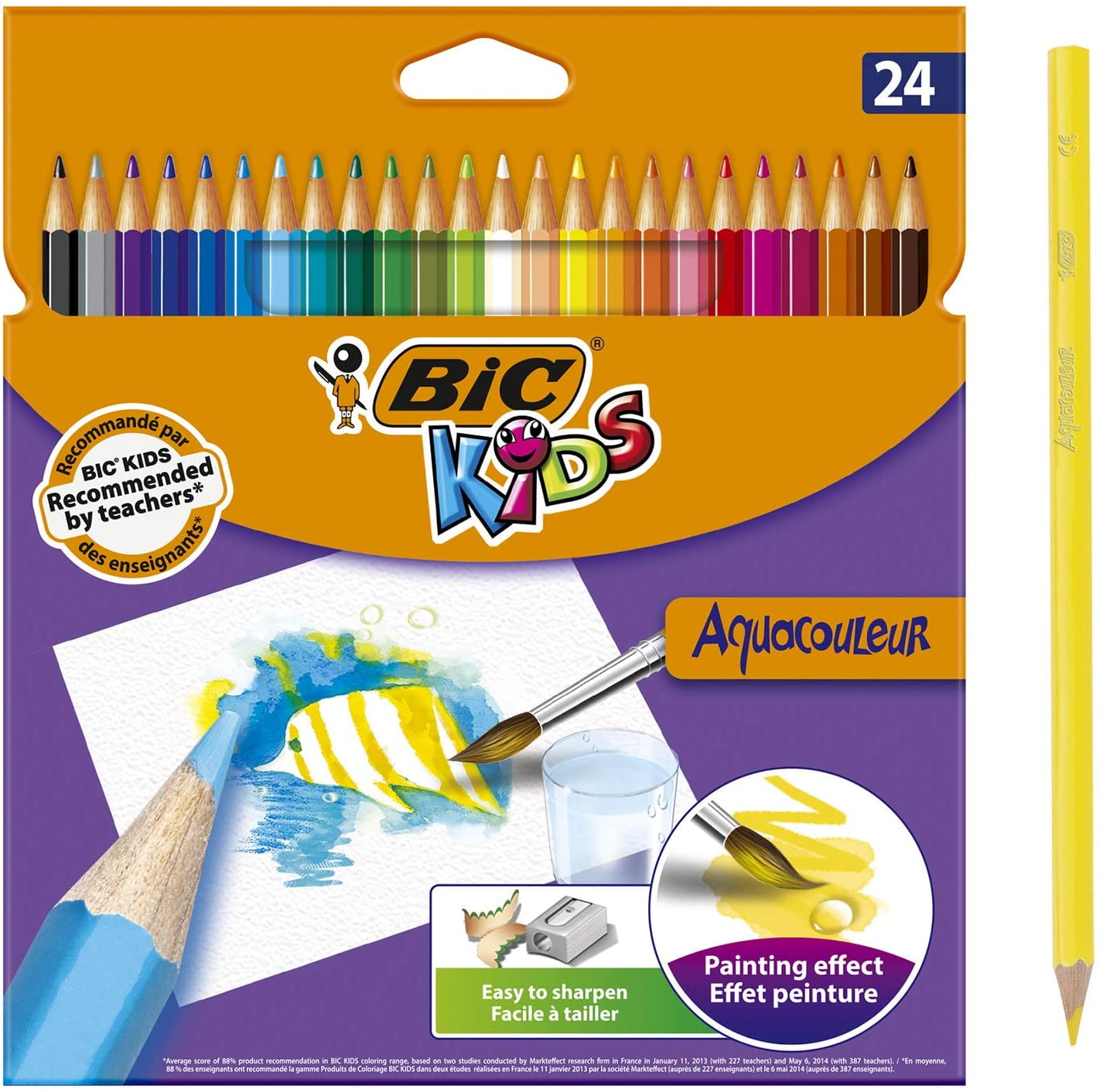 BIC Kids Aquacouleur Coloring Pencils (Assorted Colors, 24 Pack) epfhp
