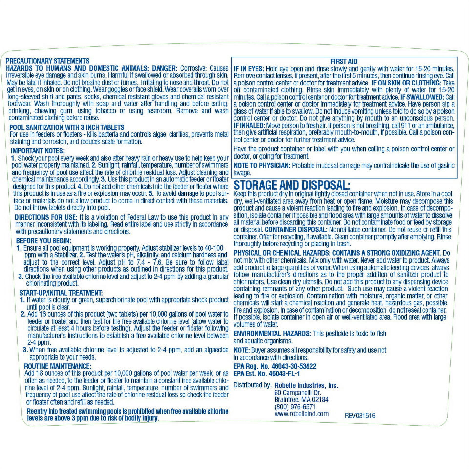 Robelle 5-In-1 Swimming Pool Multi-Purpose Chlorinating Tabs (White, 8 oz) mis2j
