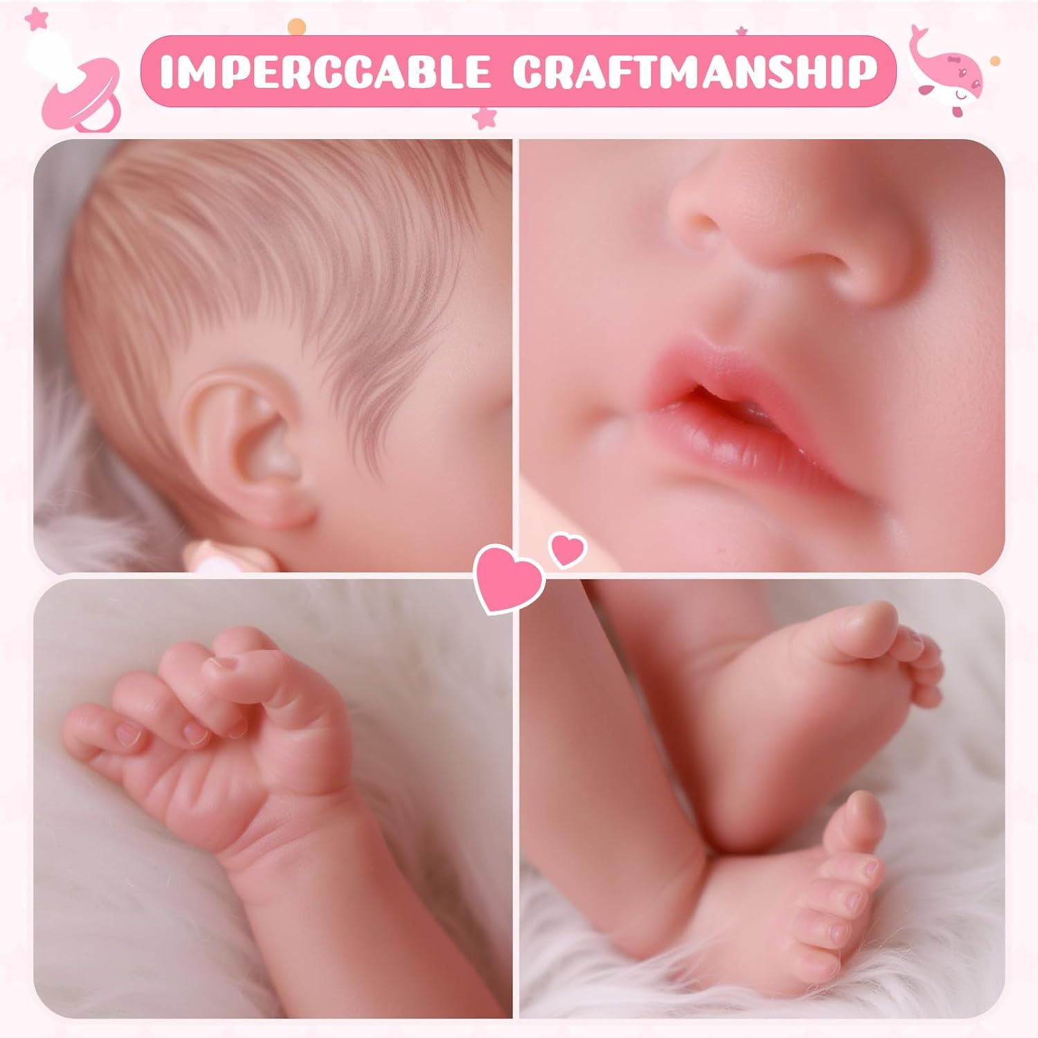 RSG Realistic Reborn Baby Doll Handmade Lifelike Soft Cloth Body with Clothing and Accessories (20 in) ft1ya