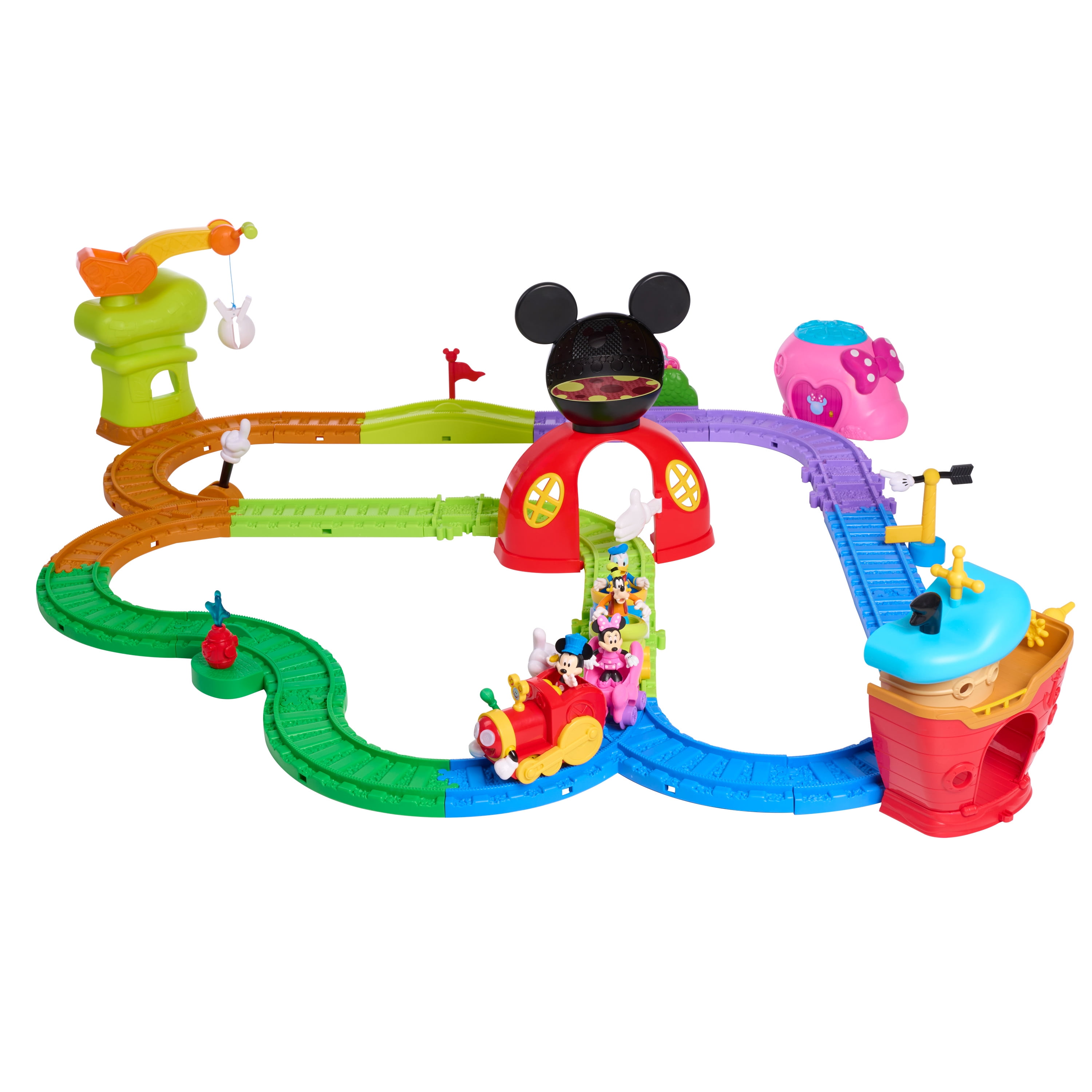 Mickey Mouse Clubhouse Fun Track Set, Motorized Remote Control Train with 4 Figures (43 Pieces) otn4q