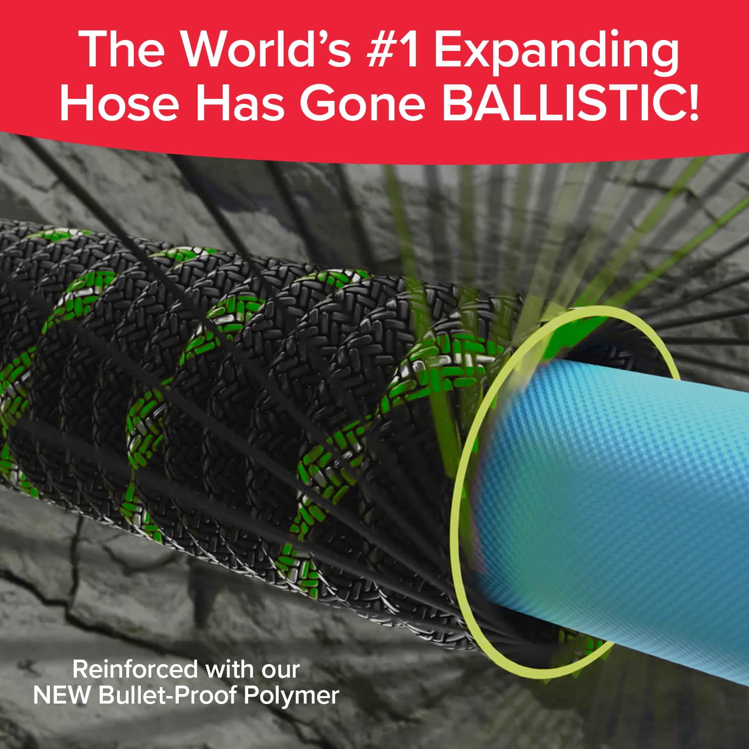Pocket Hose Ballistic Expandable Garden Hose with Pivot Connector (Black, 50 ft) 4hbr5
