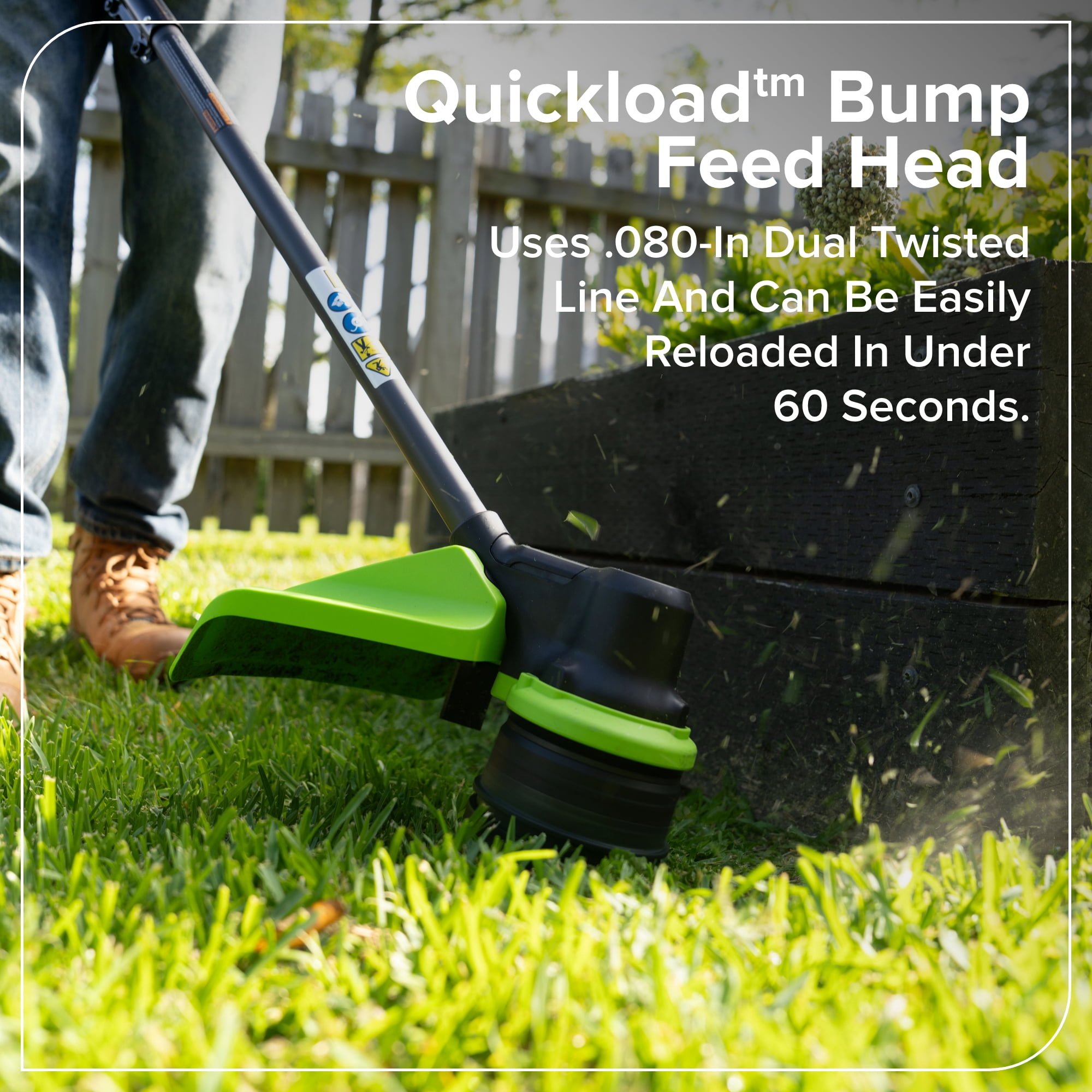Greenworks 24V 15-in Brushless String Trimmer with 6.0Ah Battery and 65W USB-C Charger (Green, 15-in) h387y