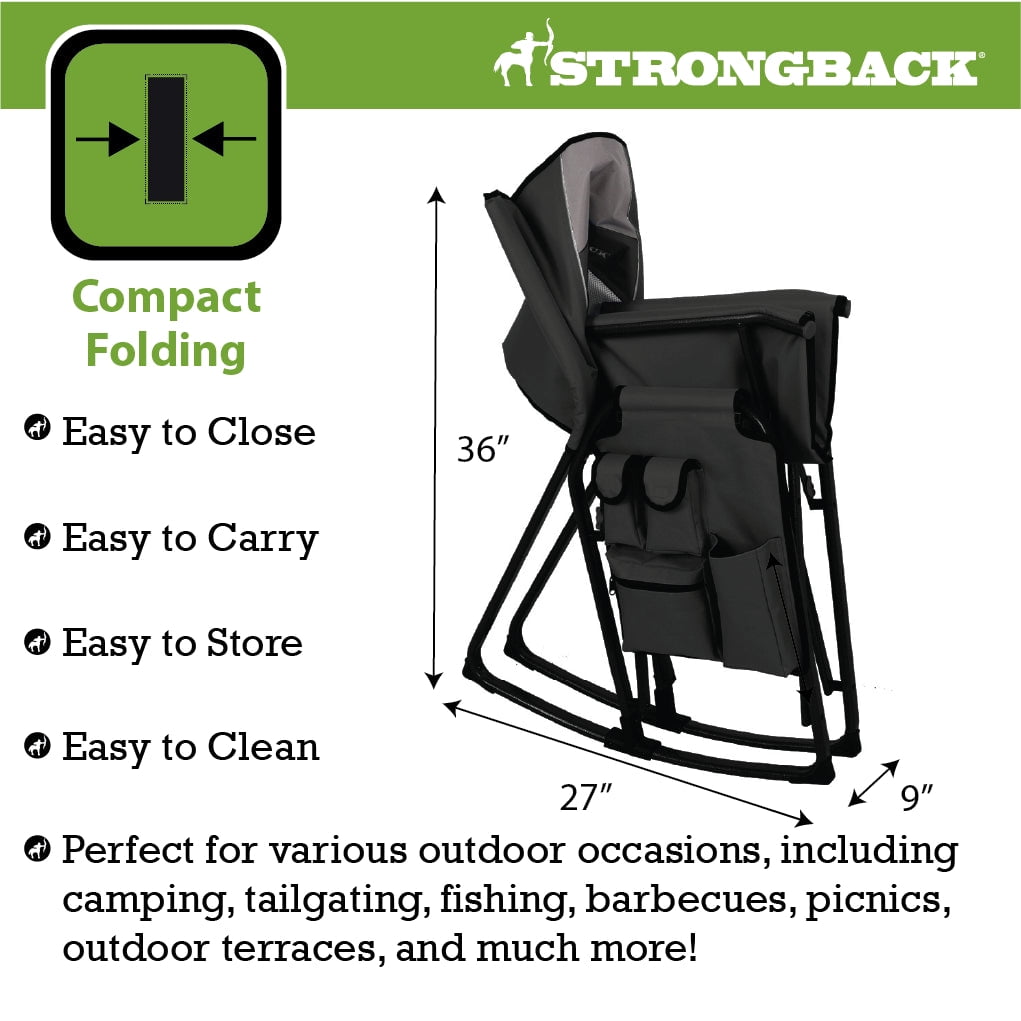 Strongback Director Rocker Folding Camping Chair (Black, 1 Count) gs7kv