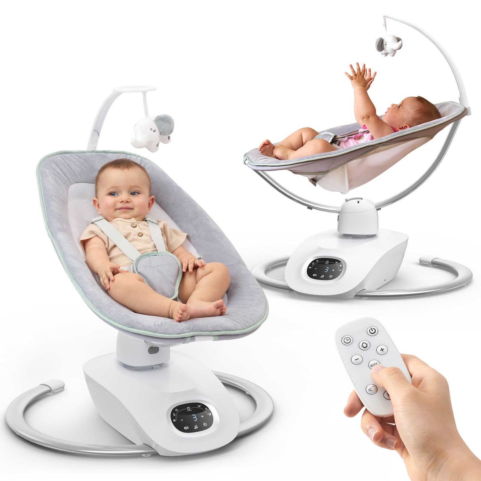 Momcozy CocoSway 3D-Motion Baby Swing, Soothing Infant Rocker with 6 Motion Modes and 4 Speeds (White) 205x2