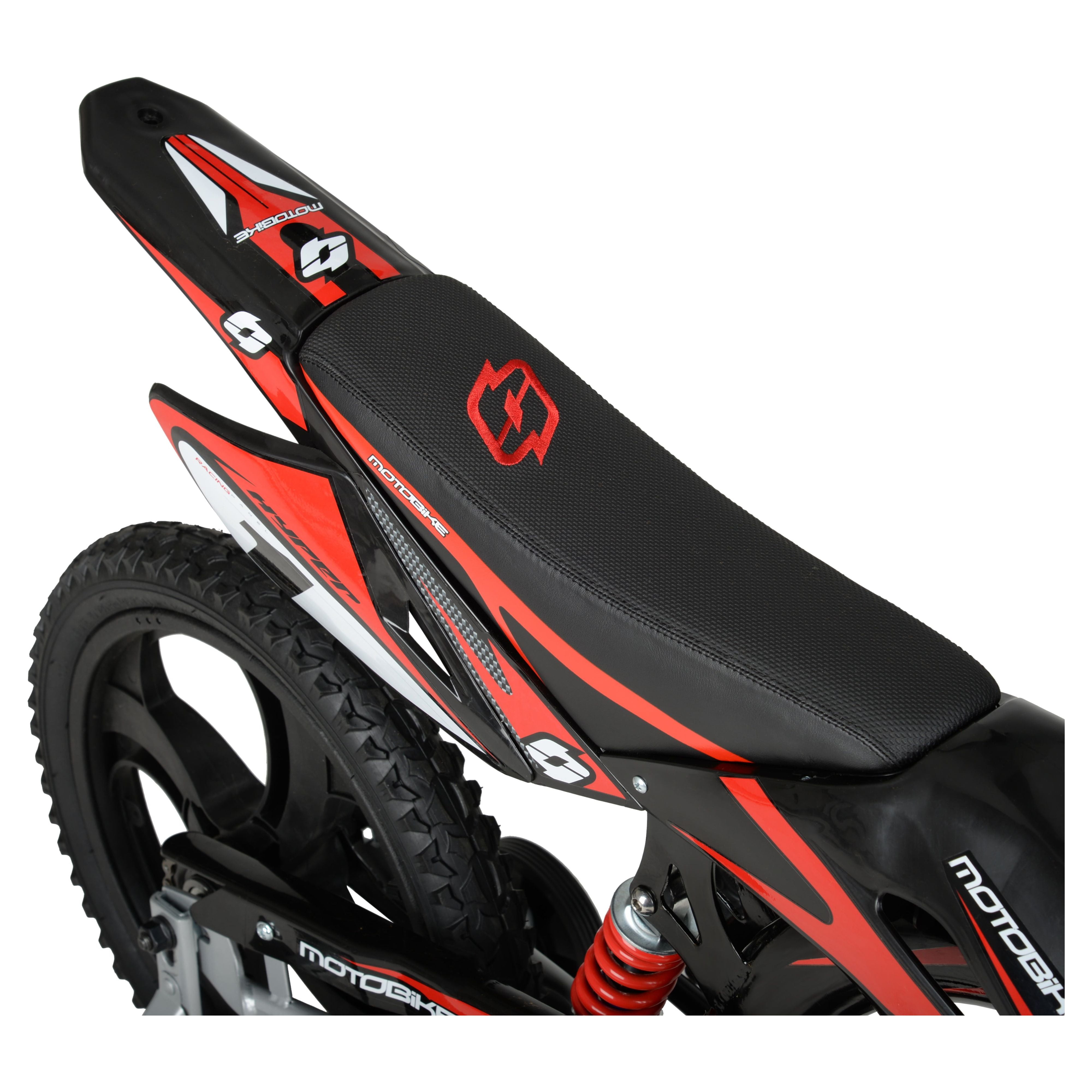 Hyper Bicycles 16 in Moto Bike for Kids, Durable Steel Frame with Training Wheels (Black/Red, 16 in) q75c1